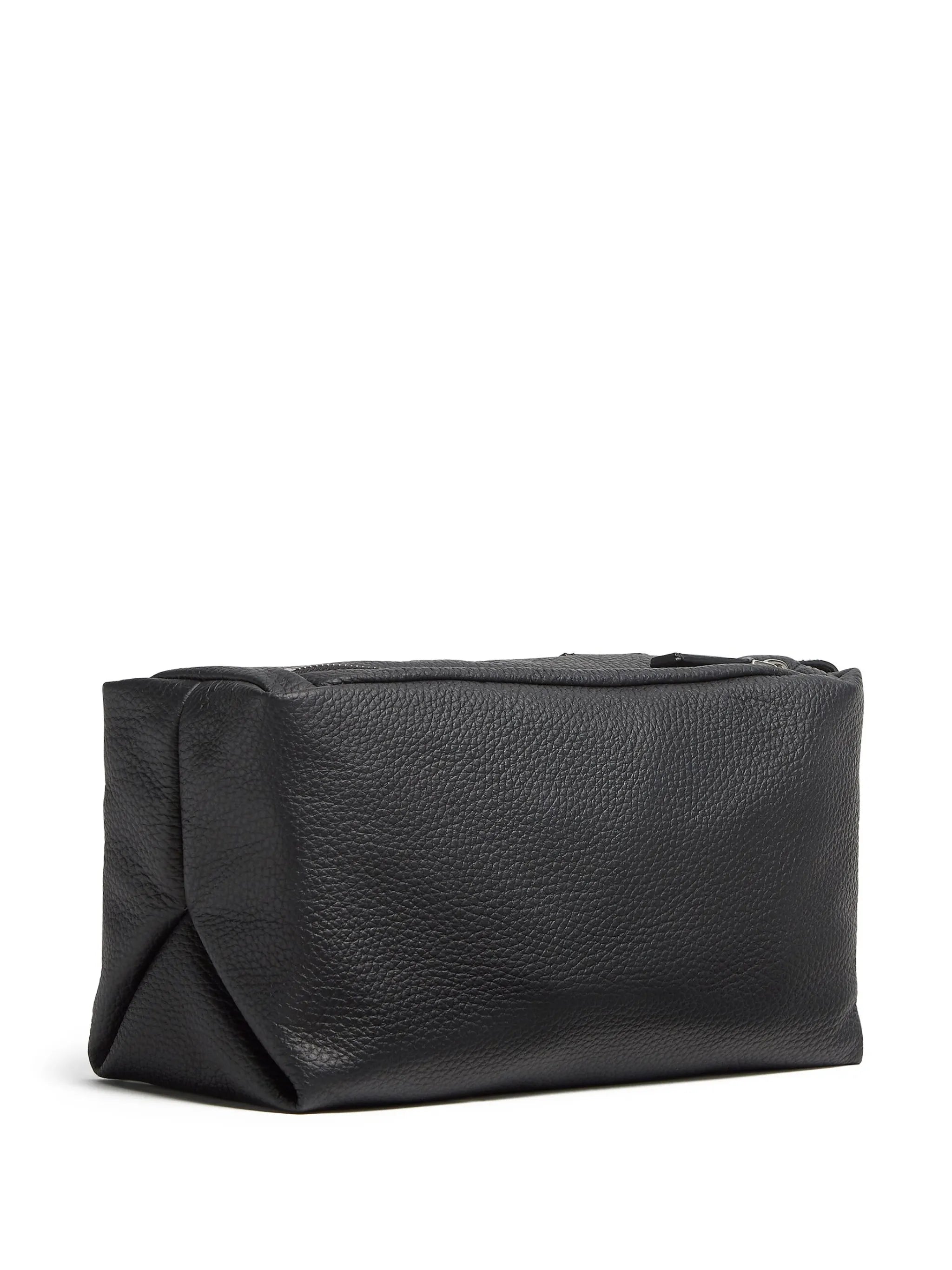 logo-plaque leather clutch