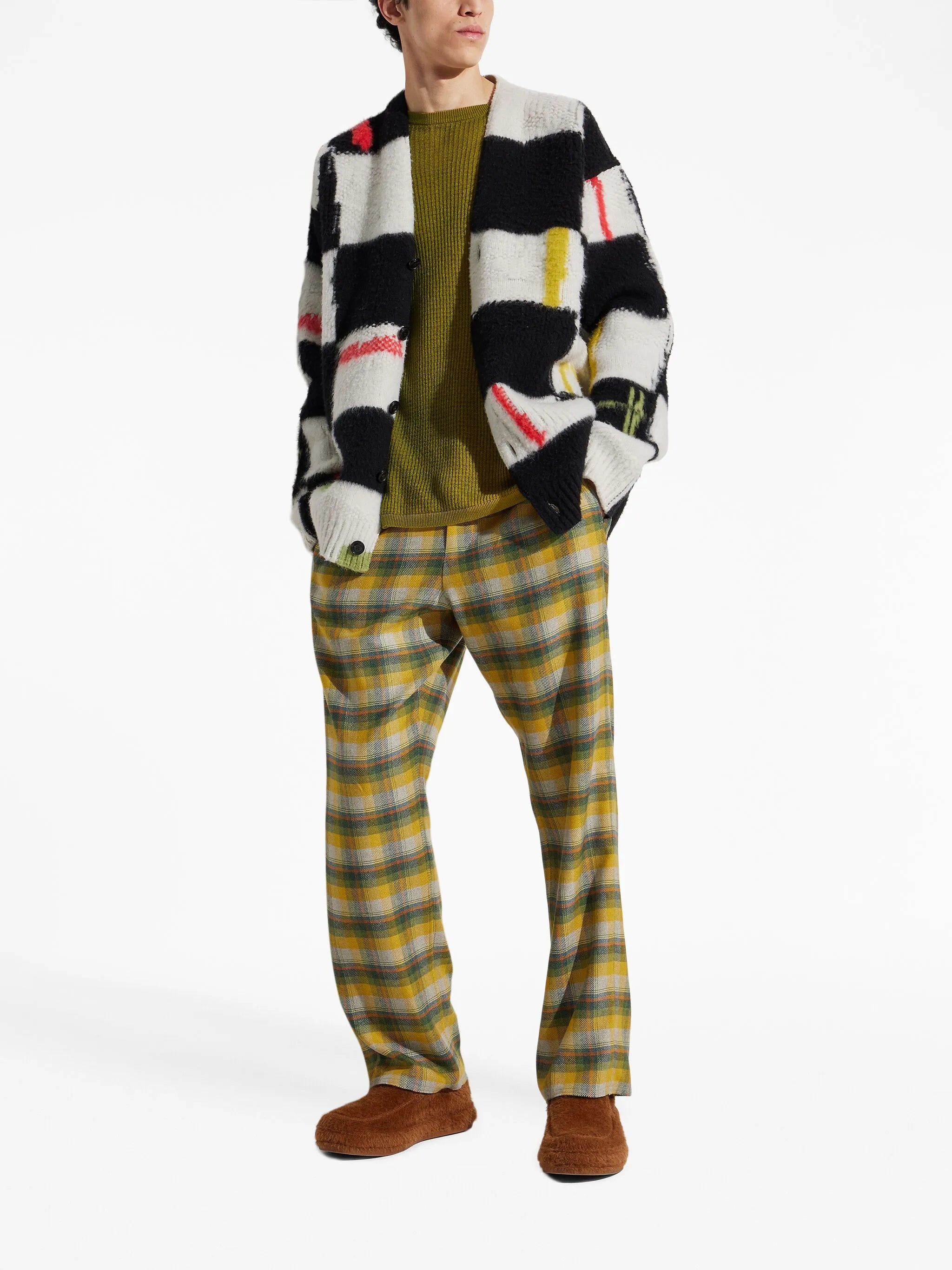 x The Elder Statesman checked cashmere-wool cardigan