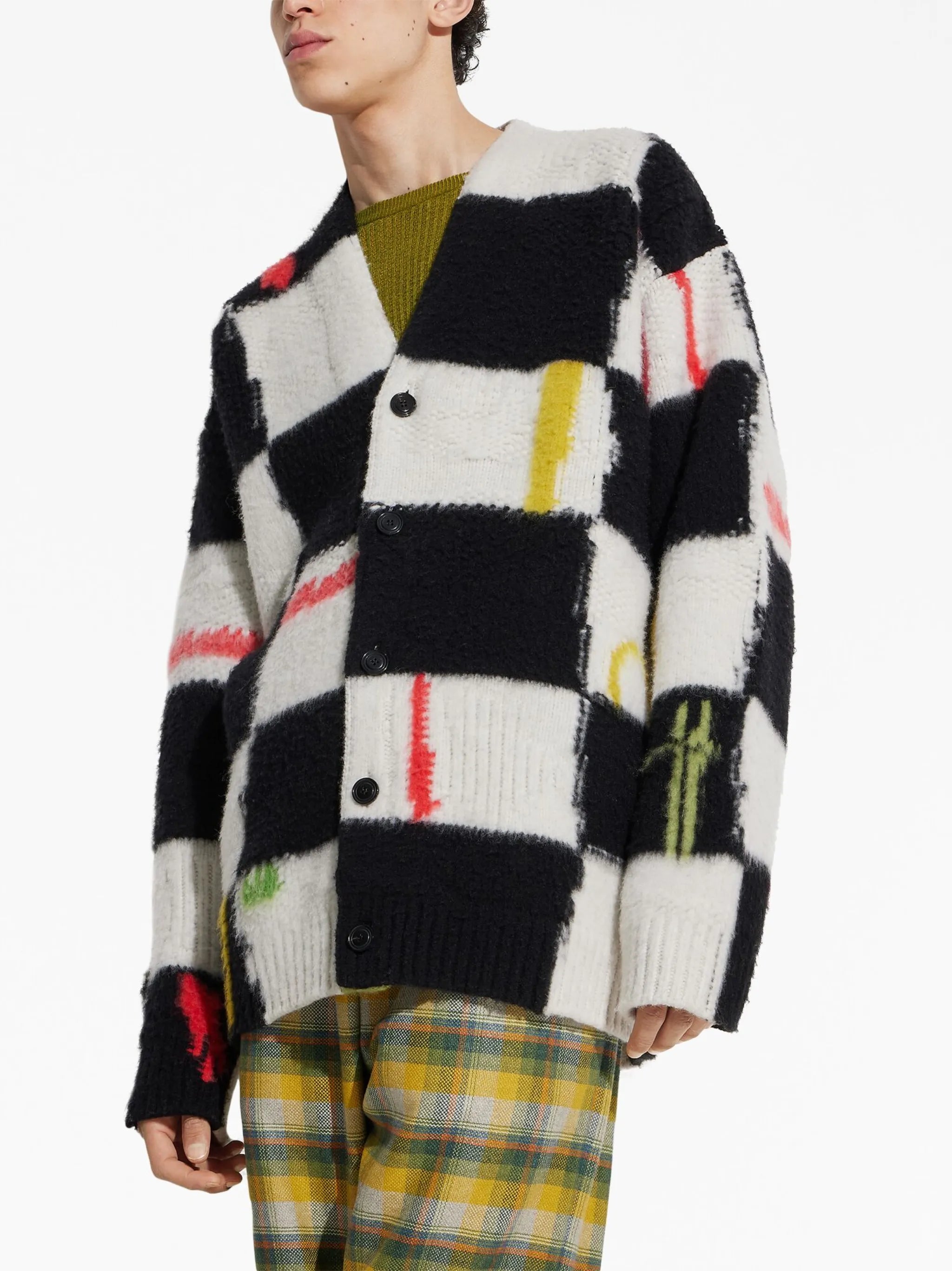 x The Elder Statesman checked cashmere-wool cardigan