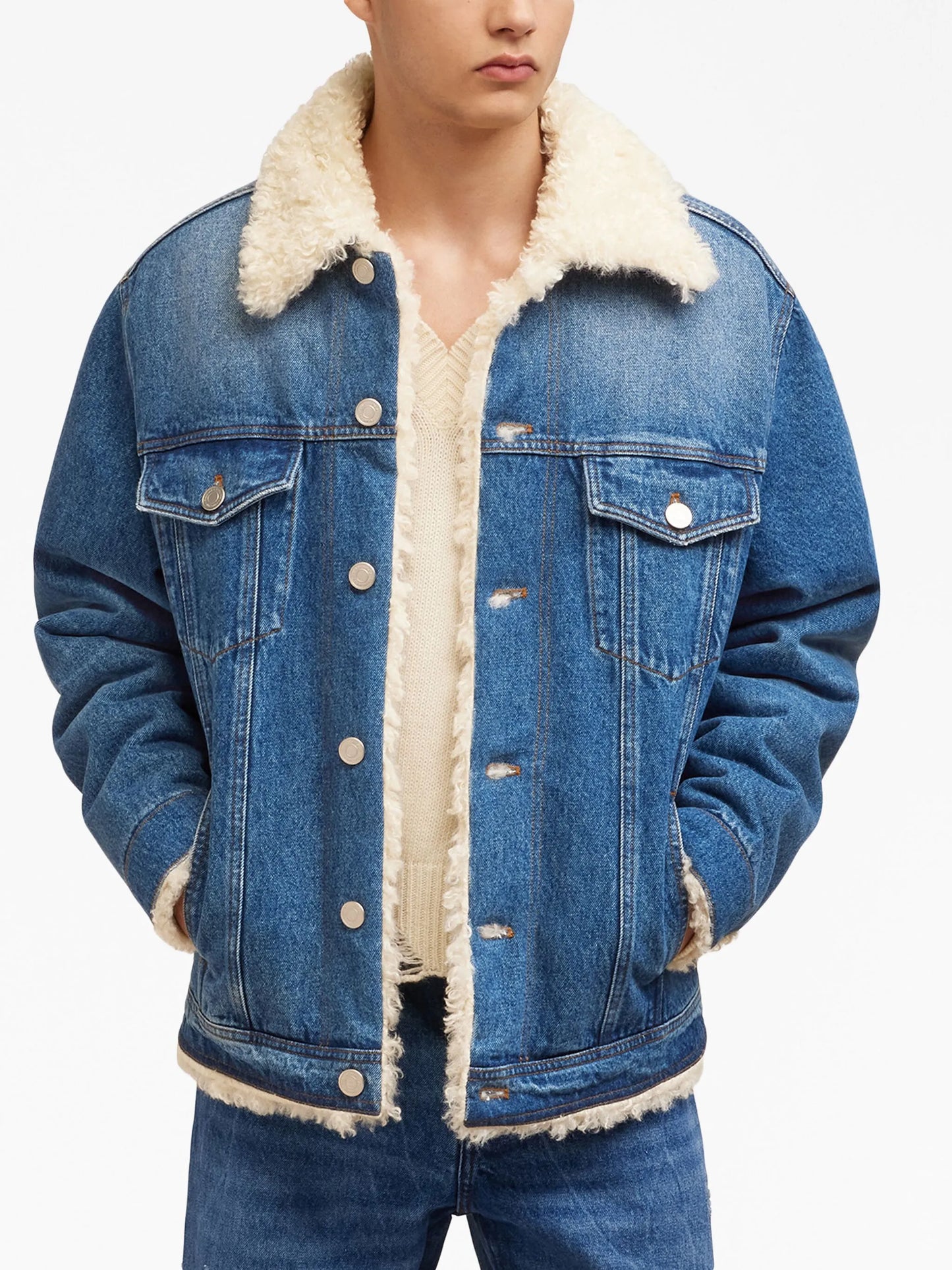 shearling-lined denim jacket