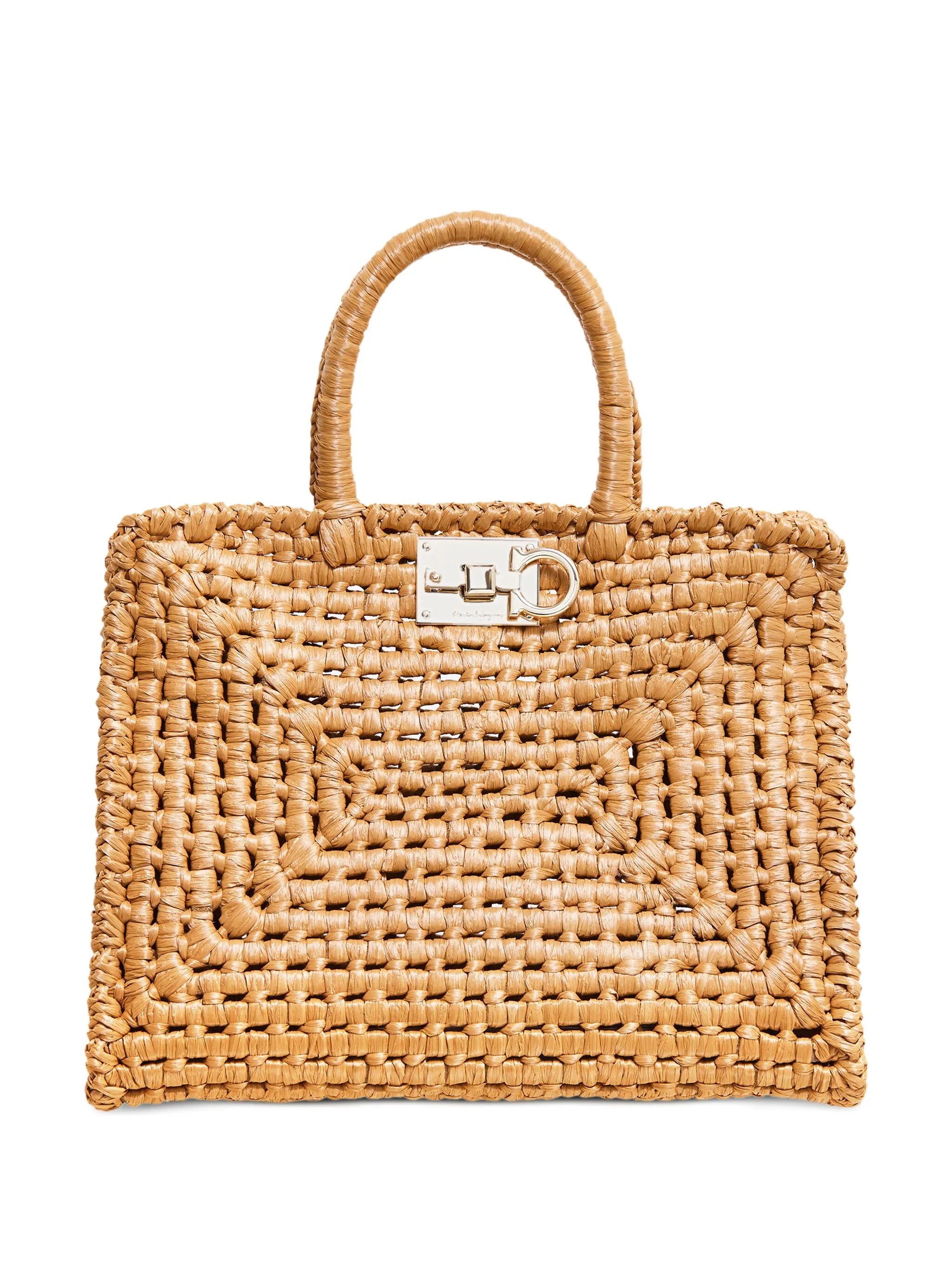 Studio Box raffia tote bag