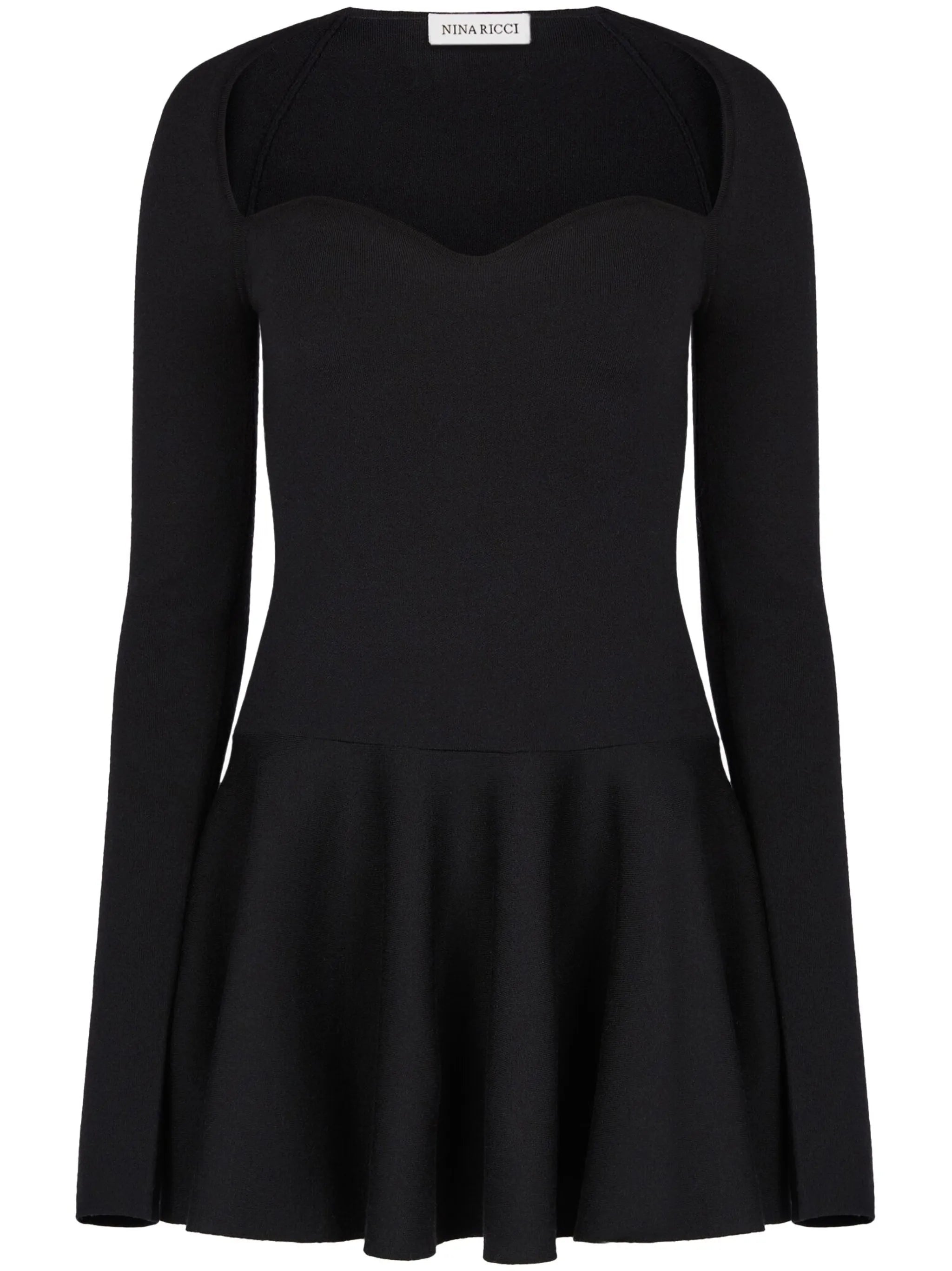 sweetheart-neck flared minidress