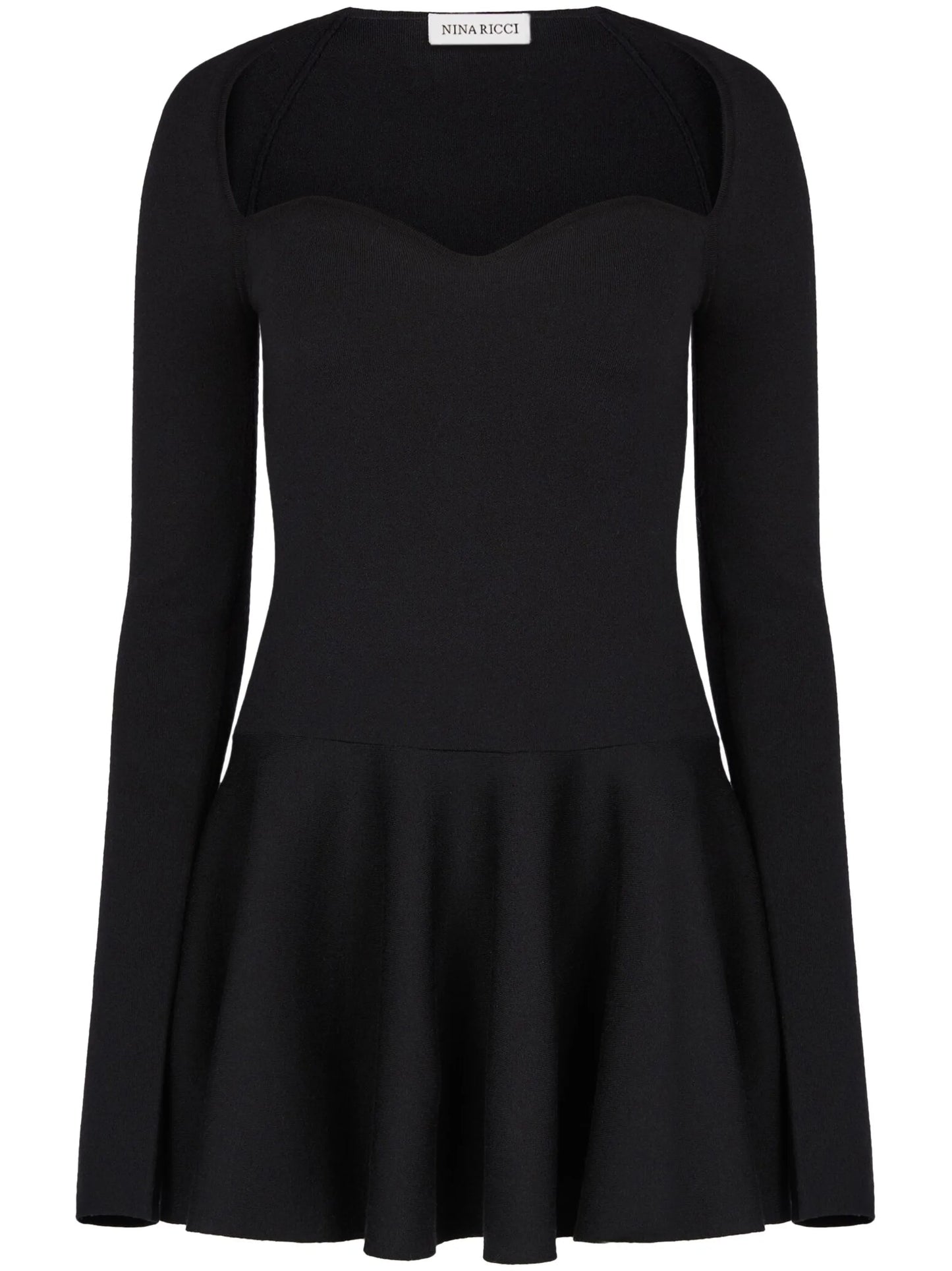 sweetheart-neck flared minidress
