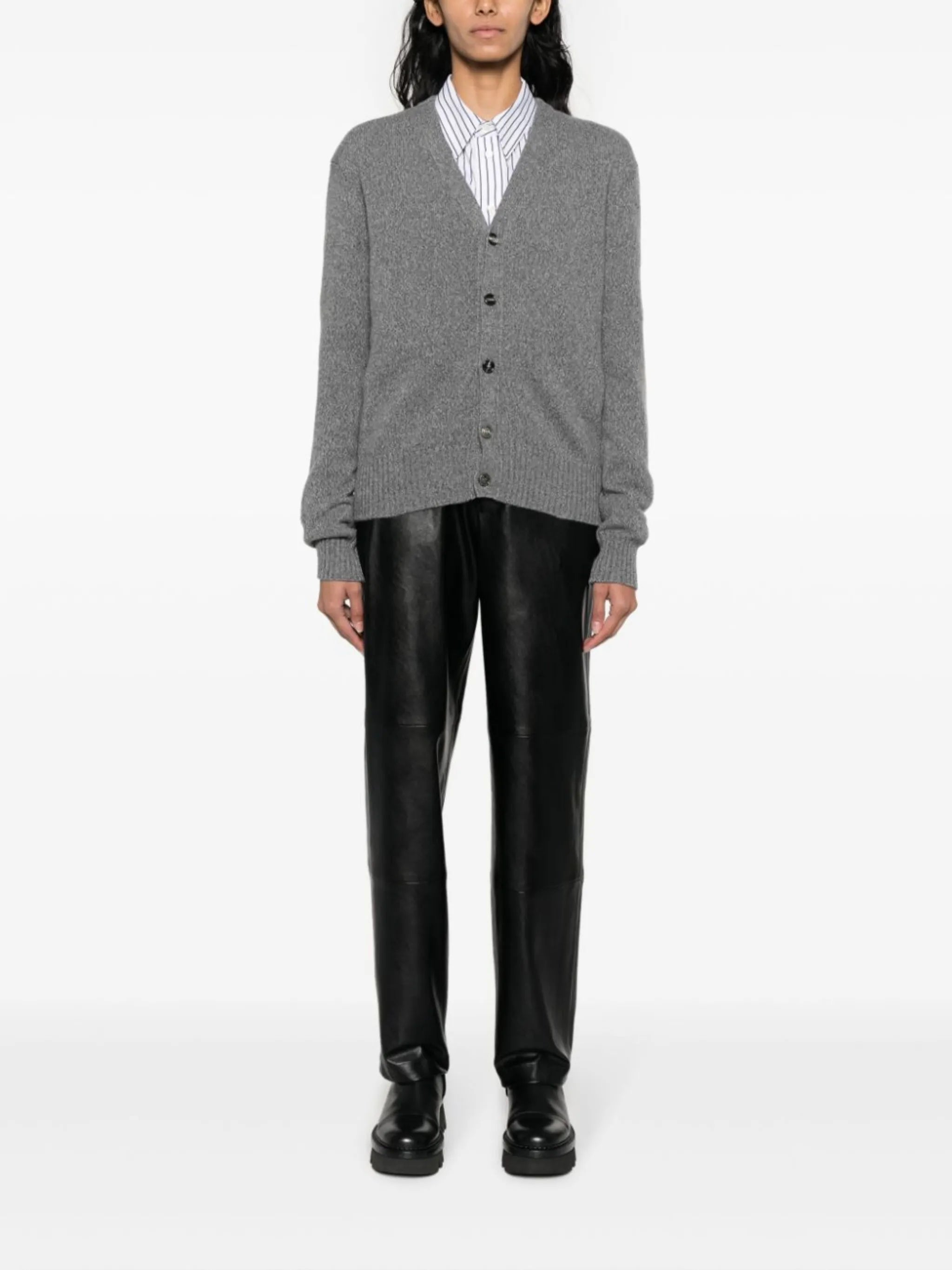 V-neck knit cardigan