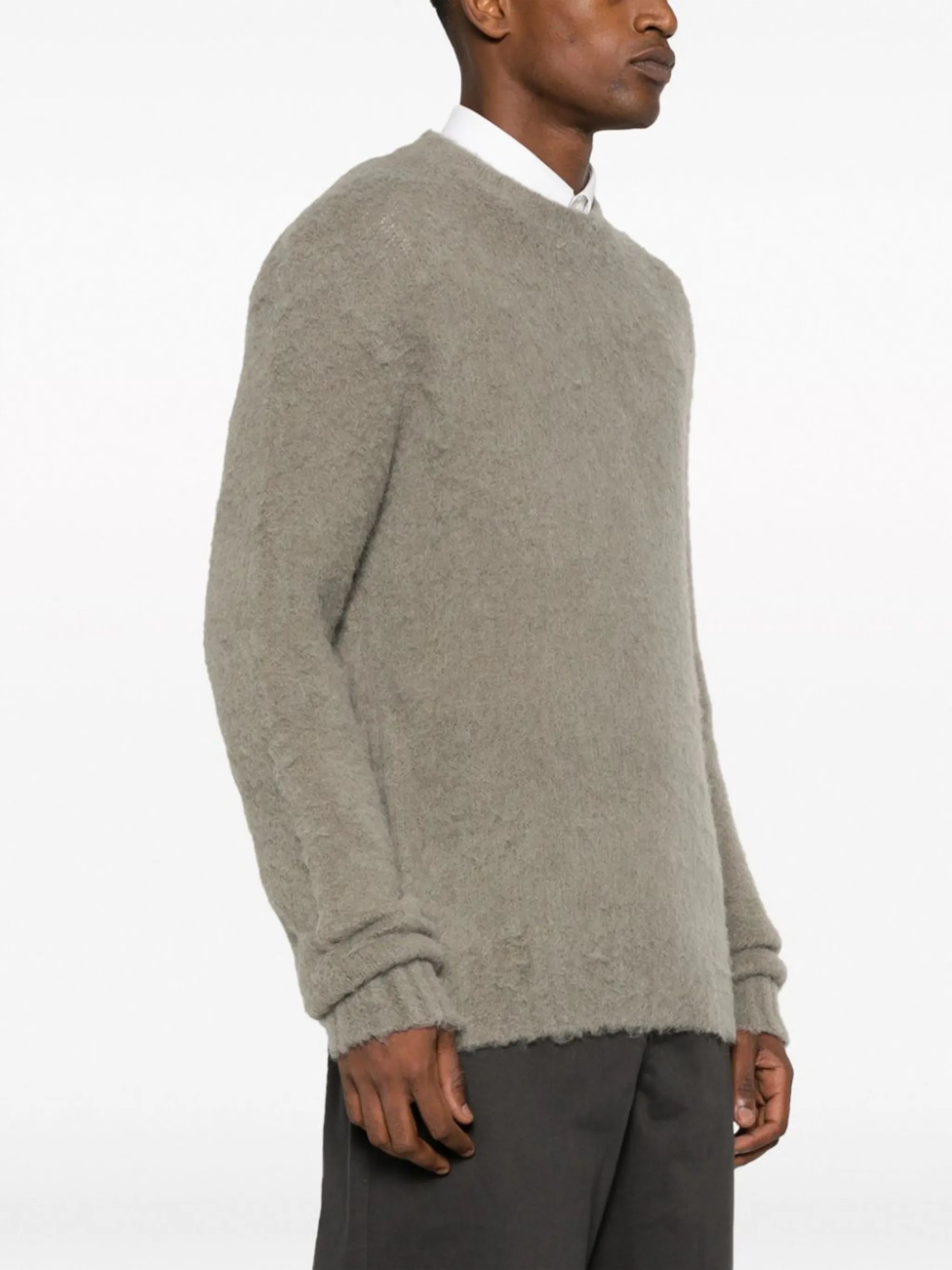 brushed crew-neck jumper