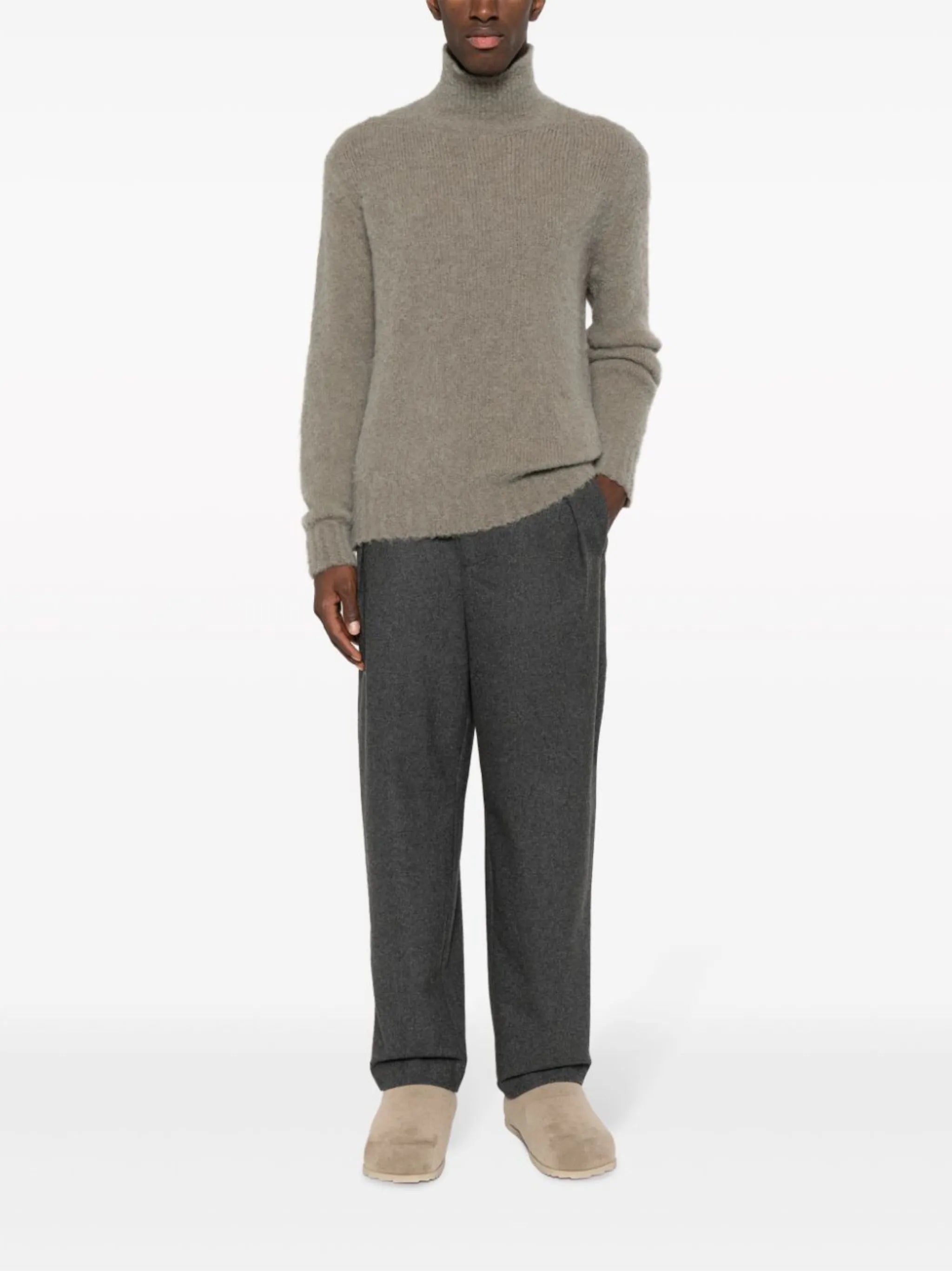 high-neck brushed-effect jumper