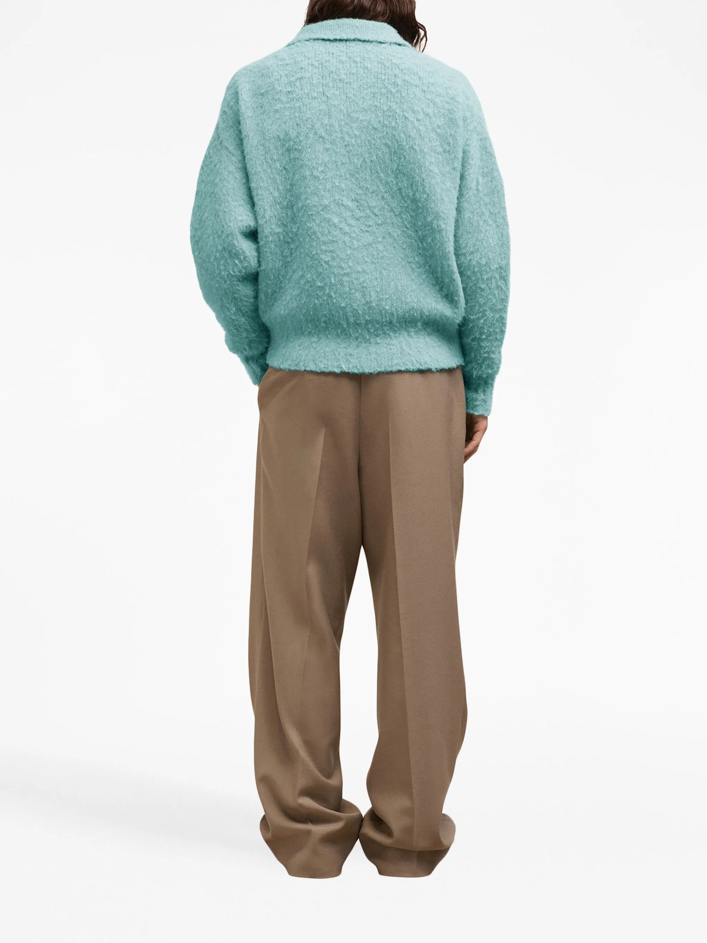 long-sleeve textured polo shirt