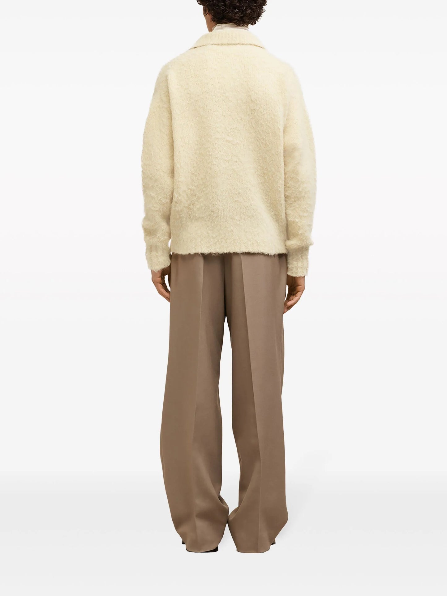 long-sleeve textured polo shirt