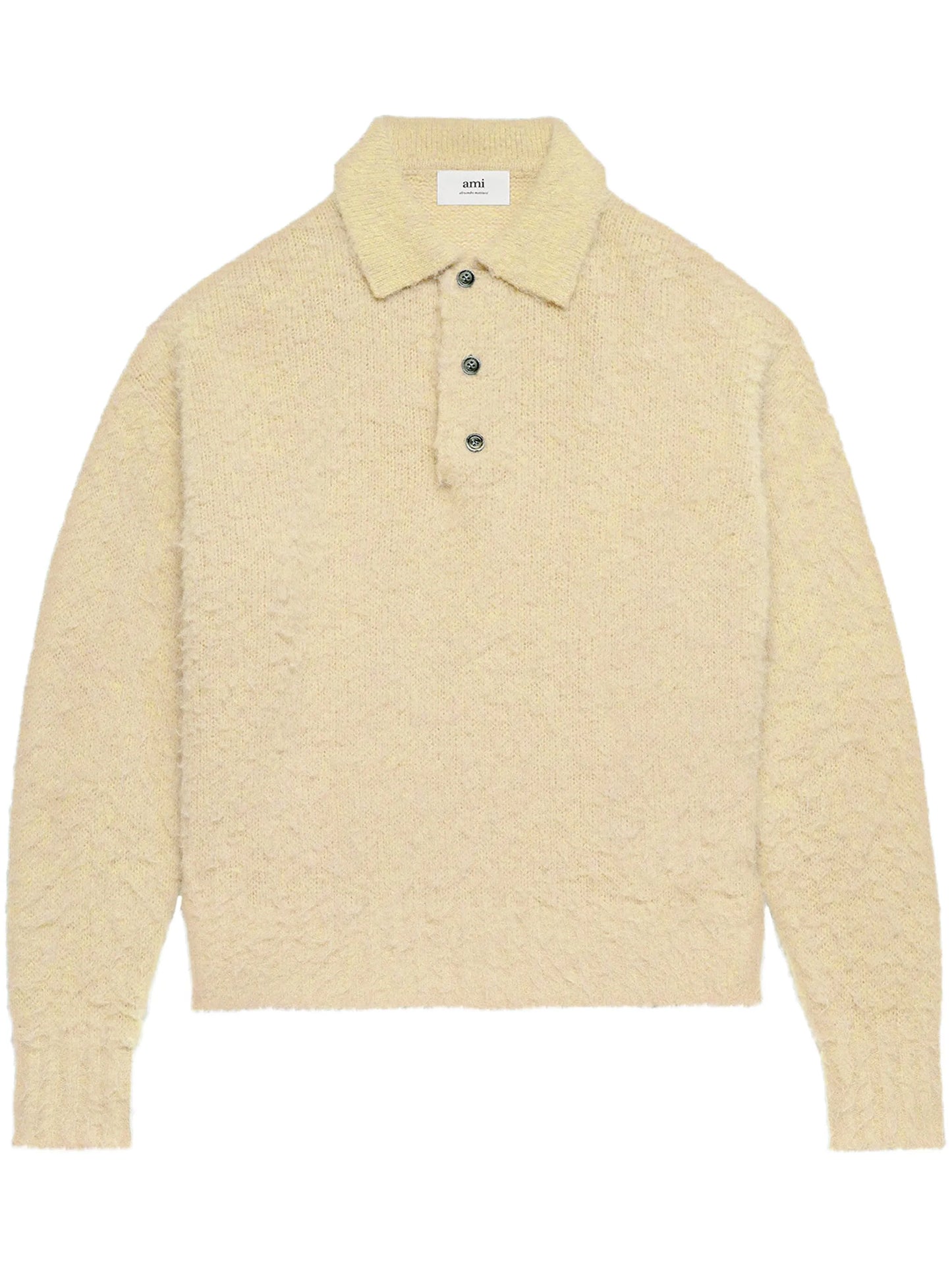 long-sleeve textured polo shirt