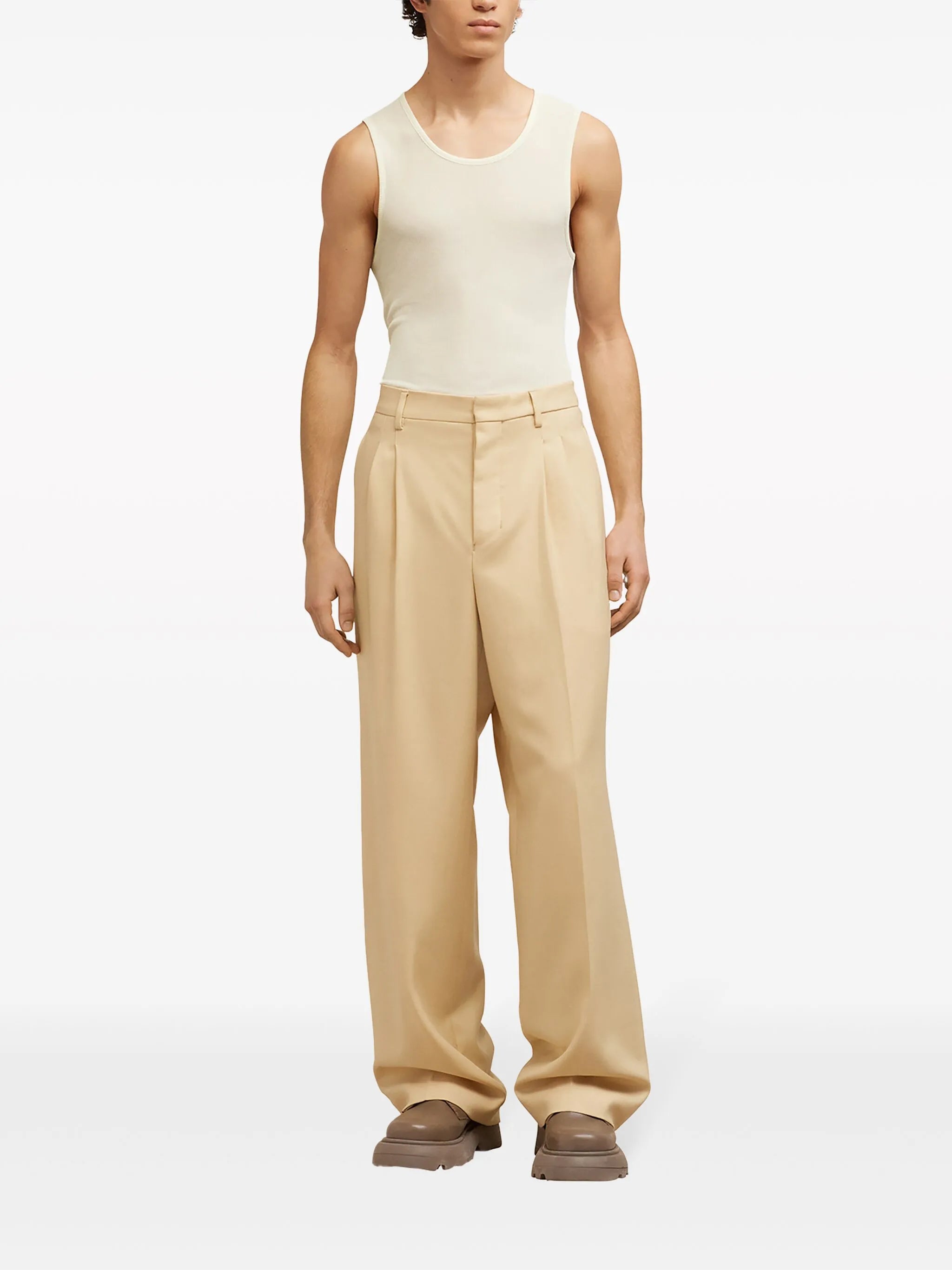 round-neck ribbed-trim tank top