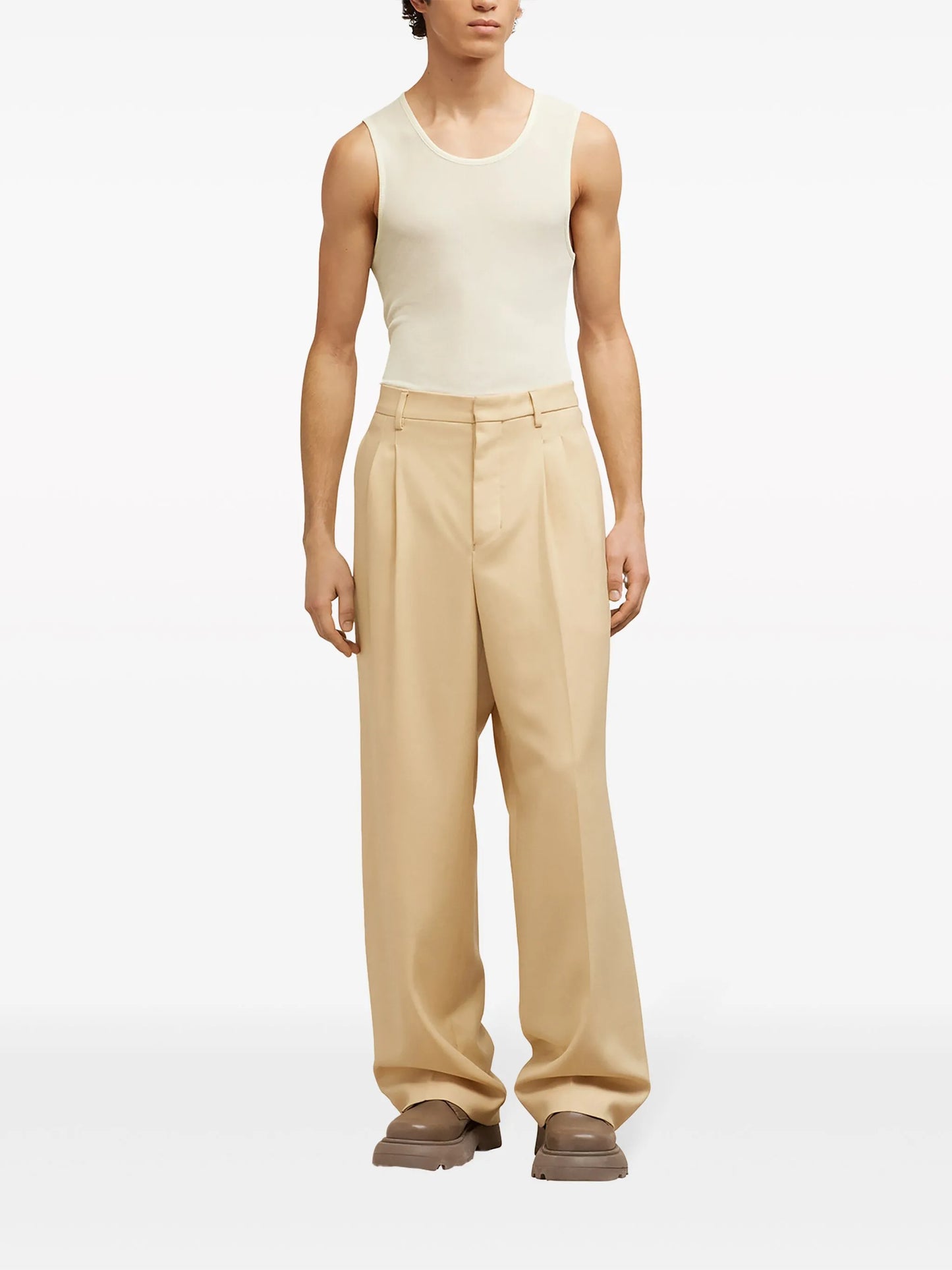 round-neck ribbed-trim tank top