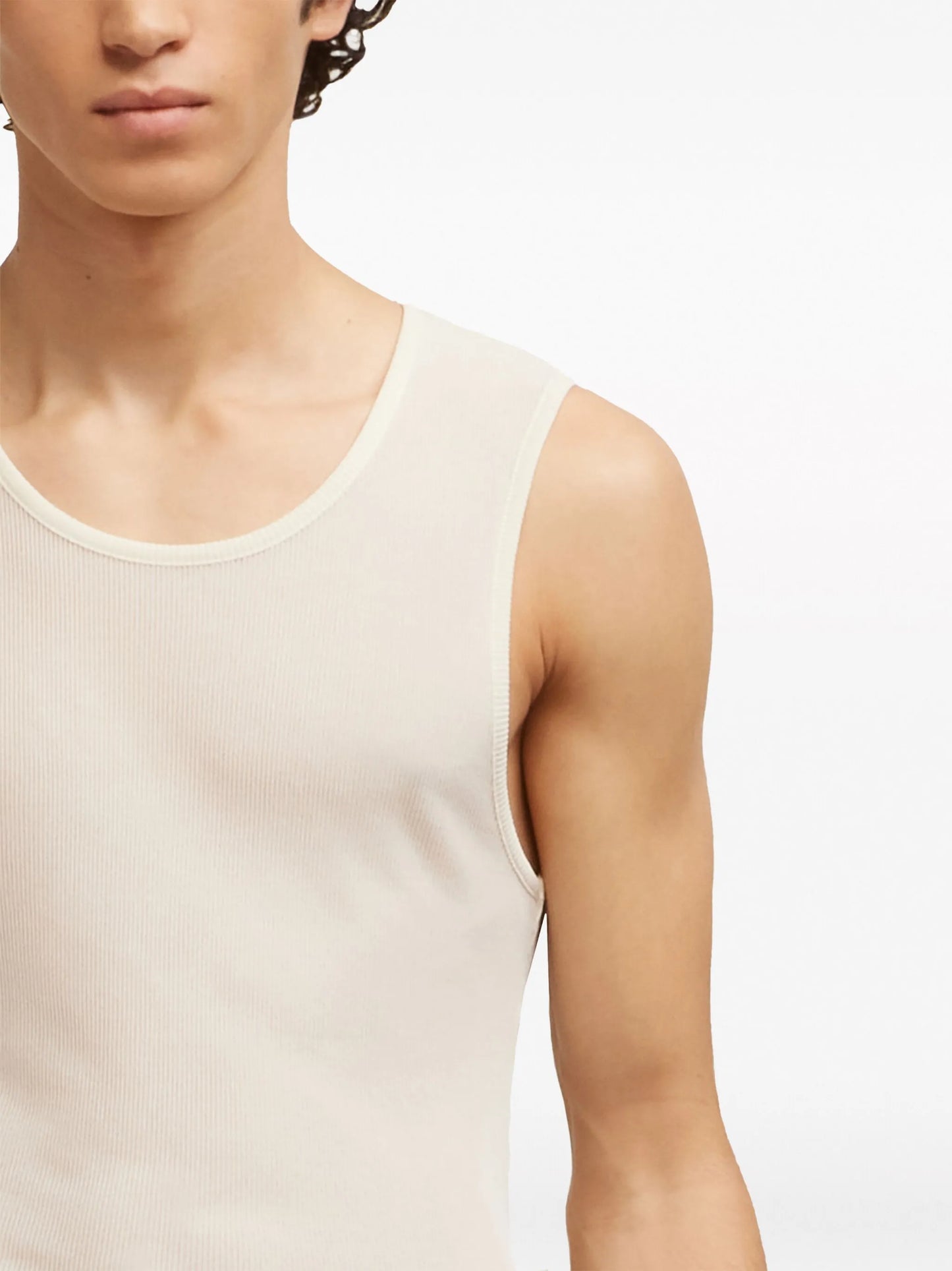 round-neck ribbed-trim tank top