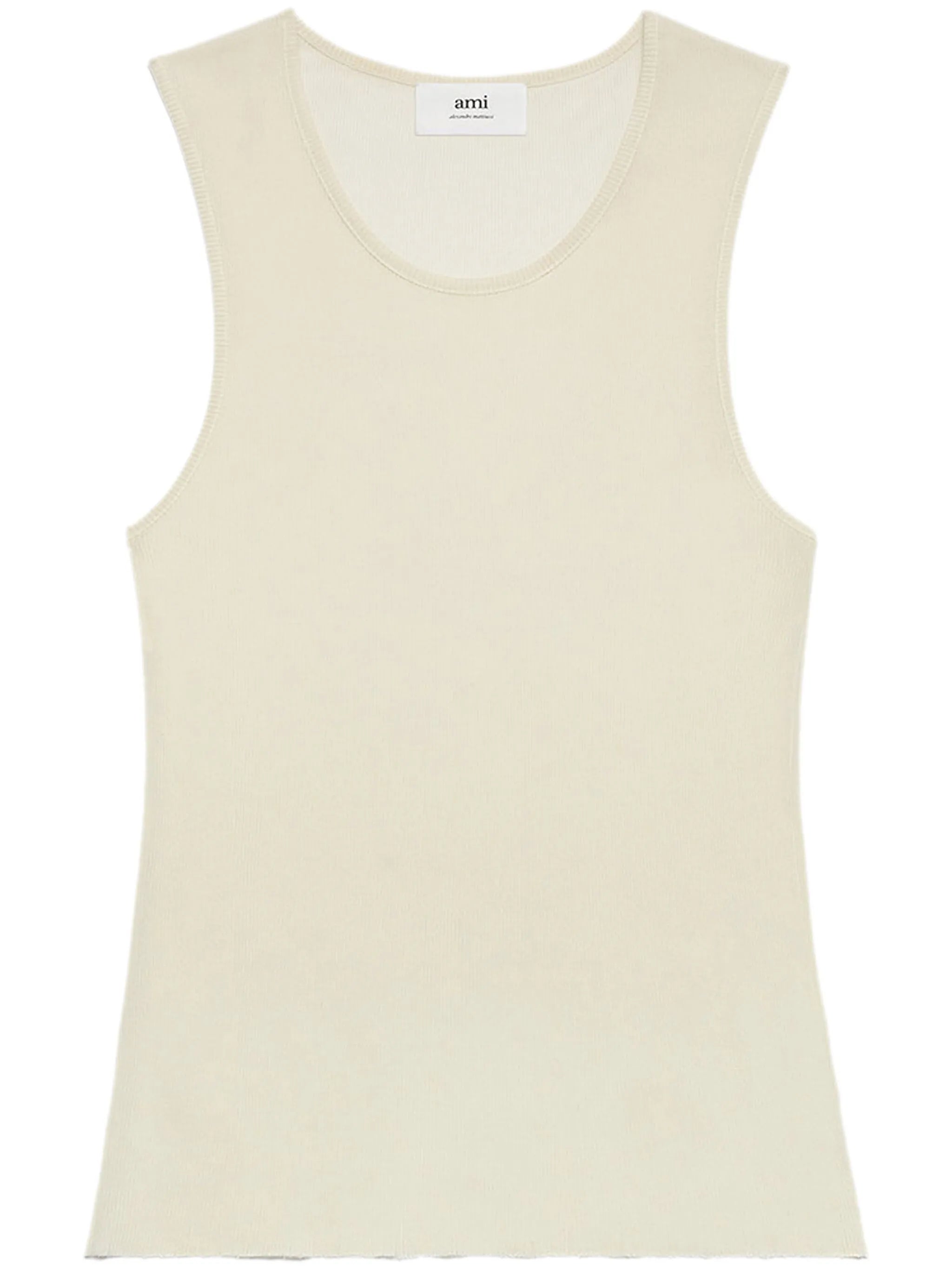 round-neck ribbed-trim tank top