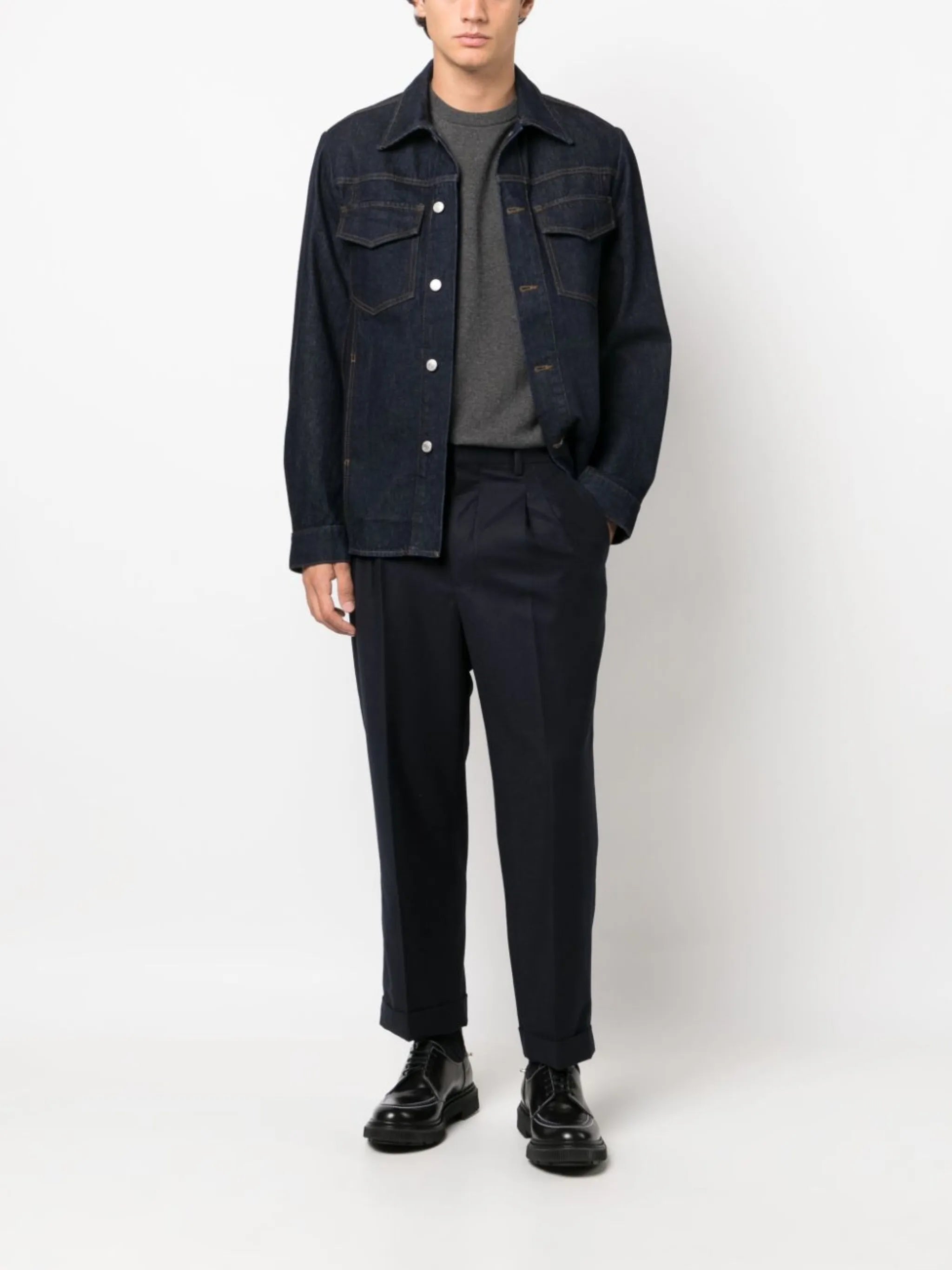 pleated tapered trousers