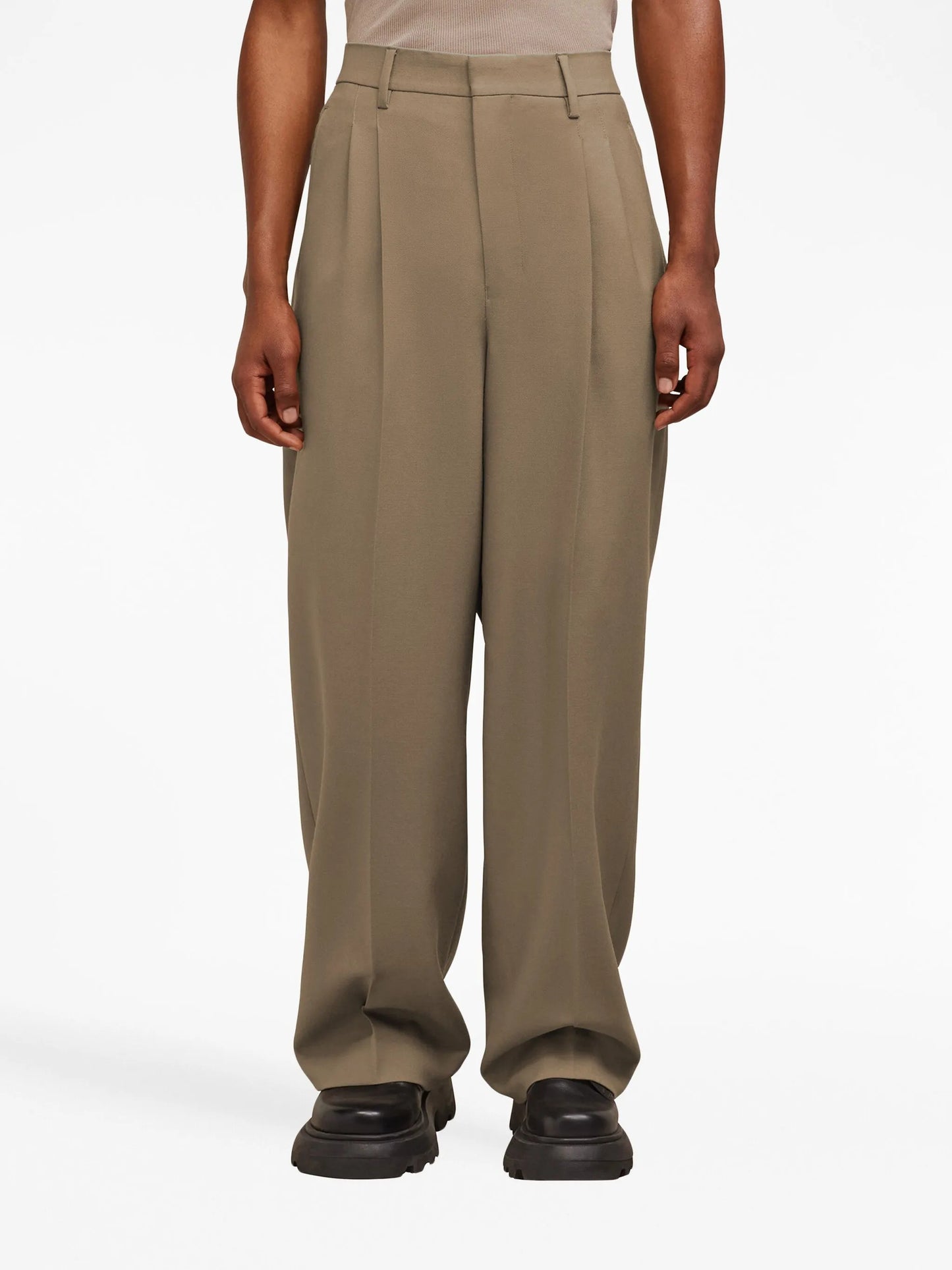 wide-leg wool trousers