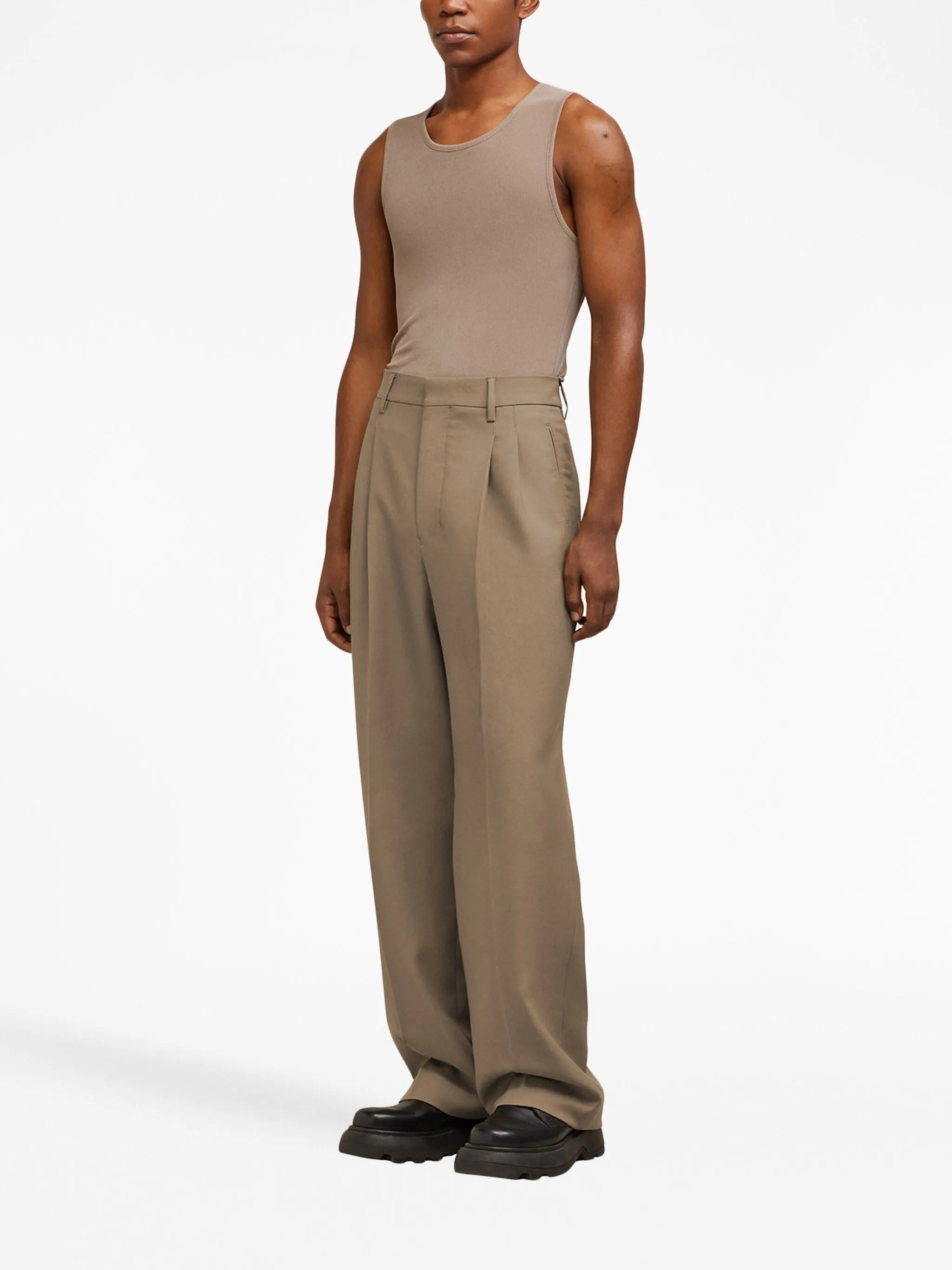 wide-leg wool trousers