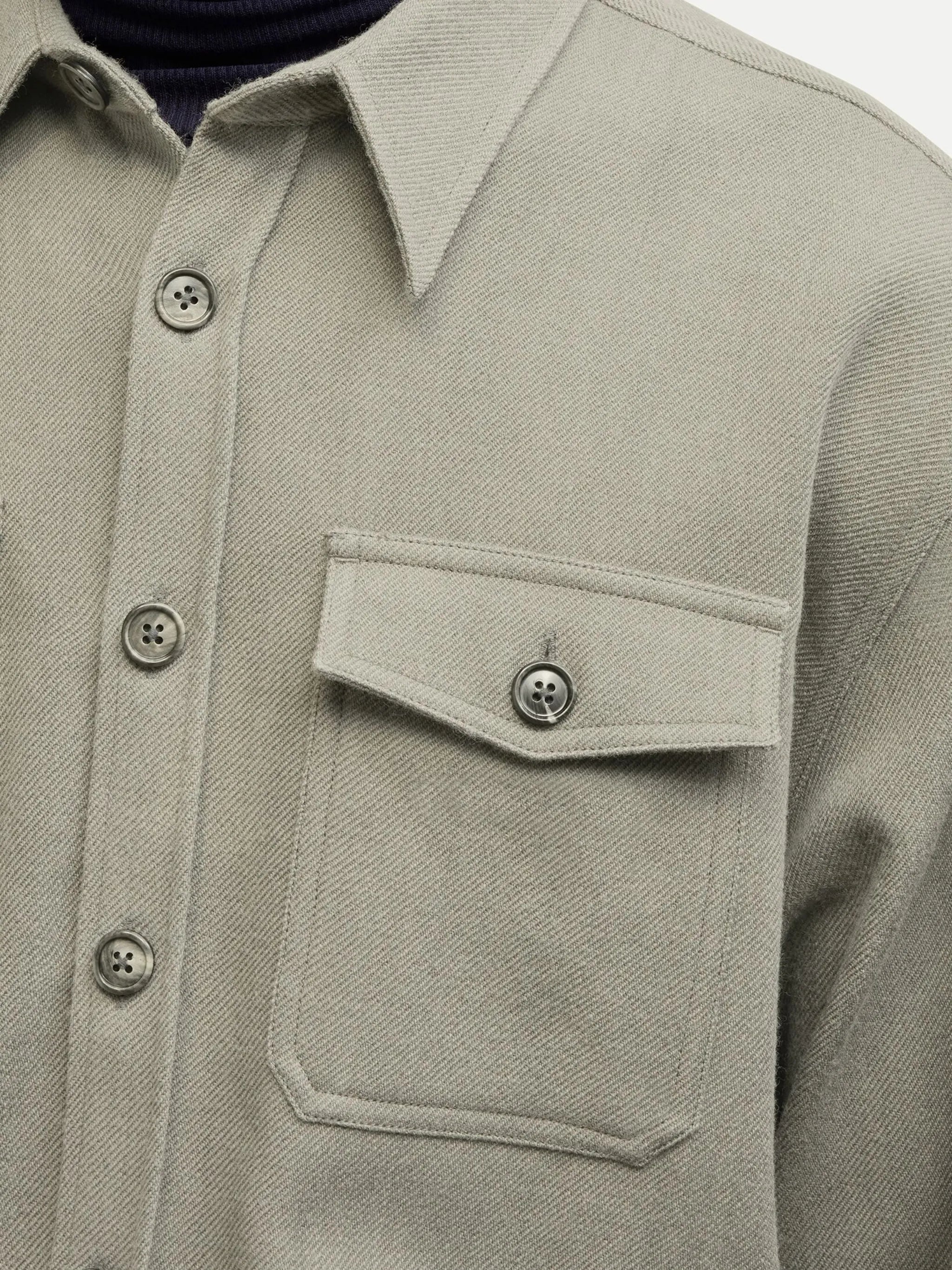 pointed-collar wool shirt jacket