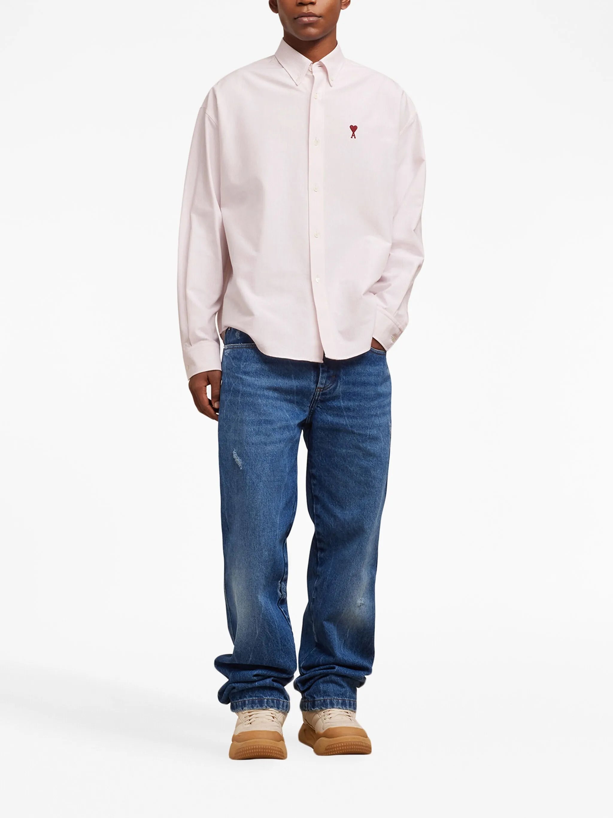 logo-embroidered pocket cotton shirt