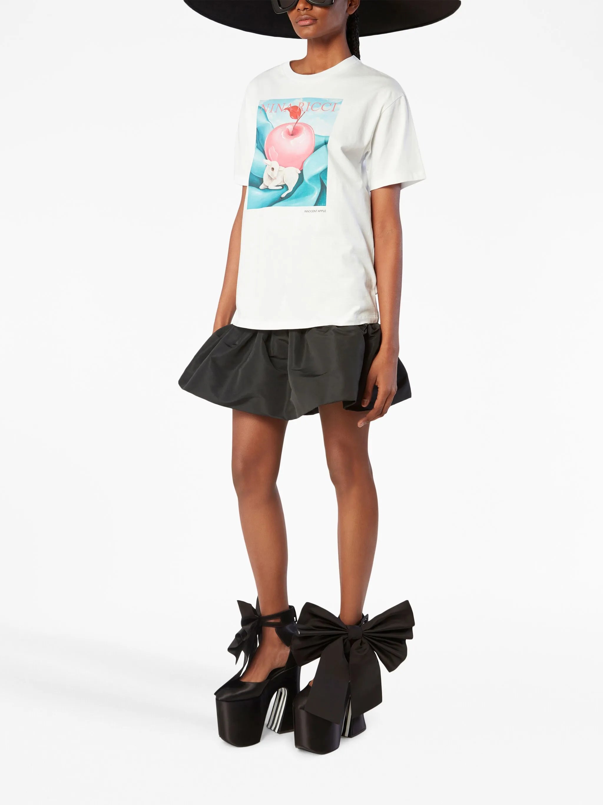 apple-print cotton T-shirt