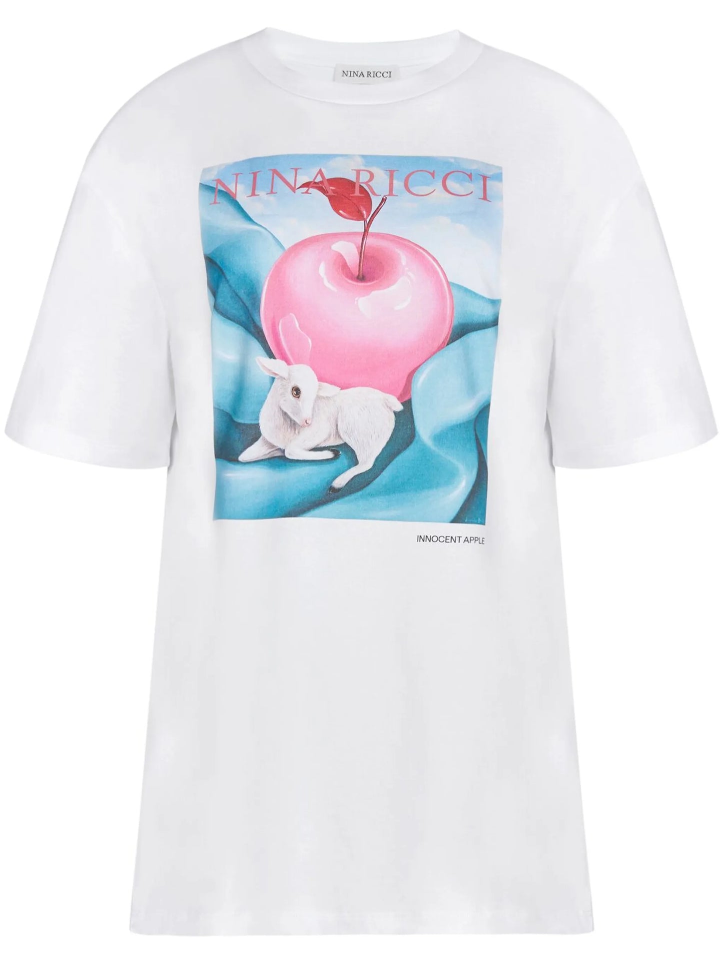 apple-print cotton T-shirt