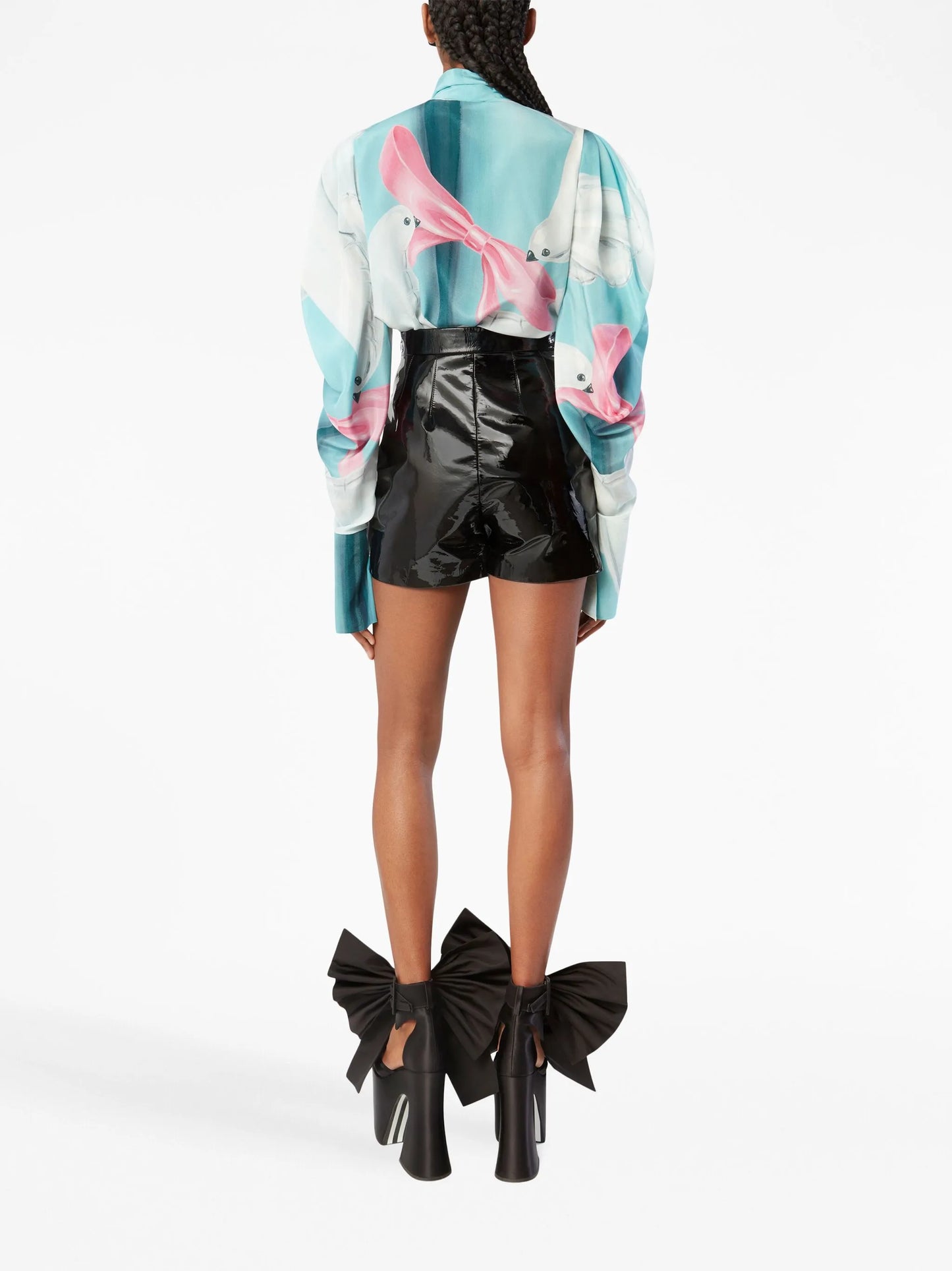 pussy-bow silk blouse
