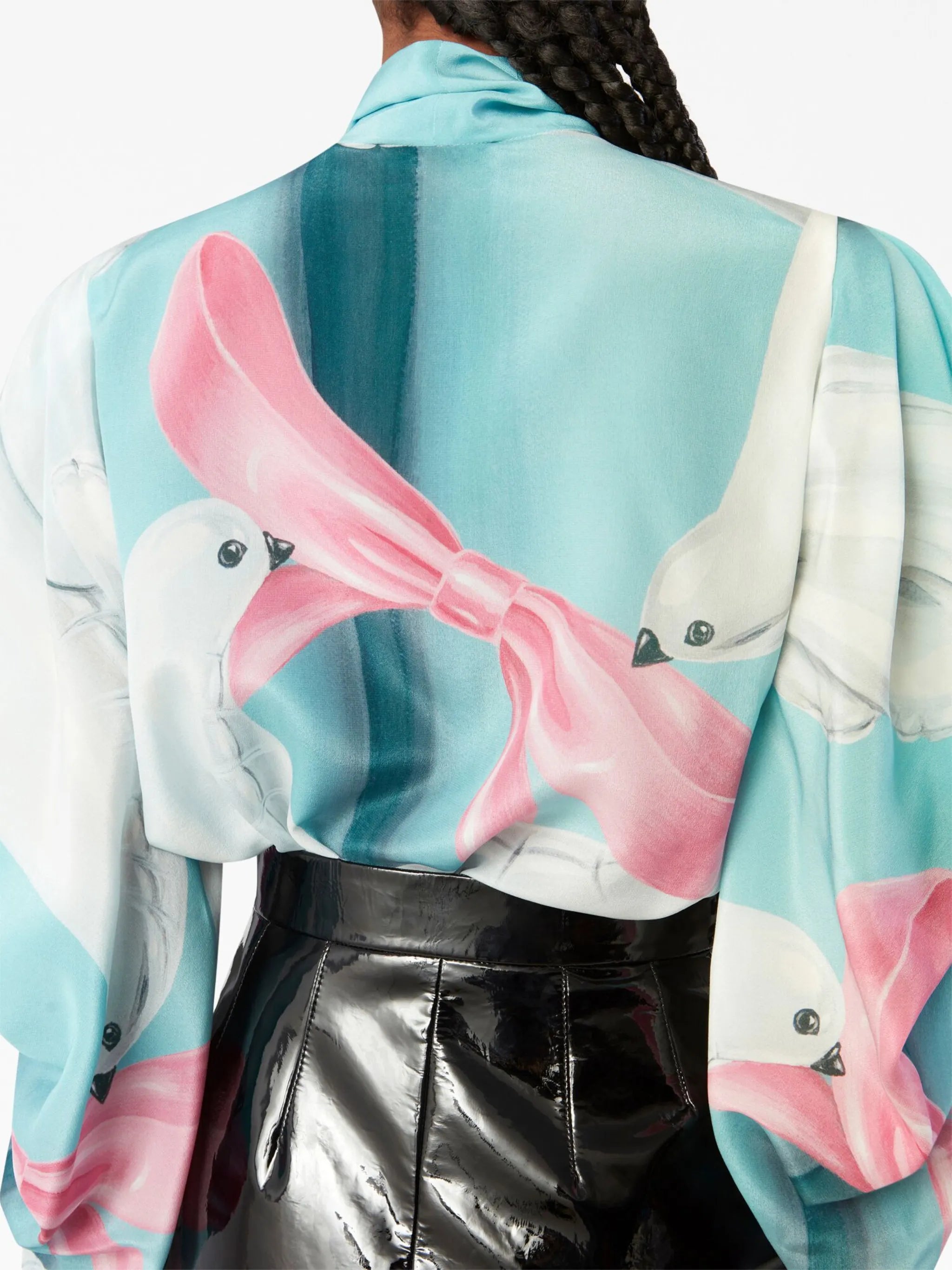 pussy-bow silk blouse
