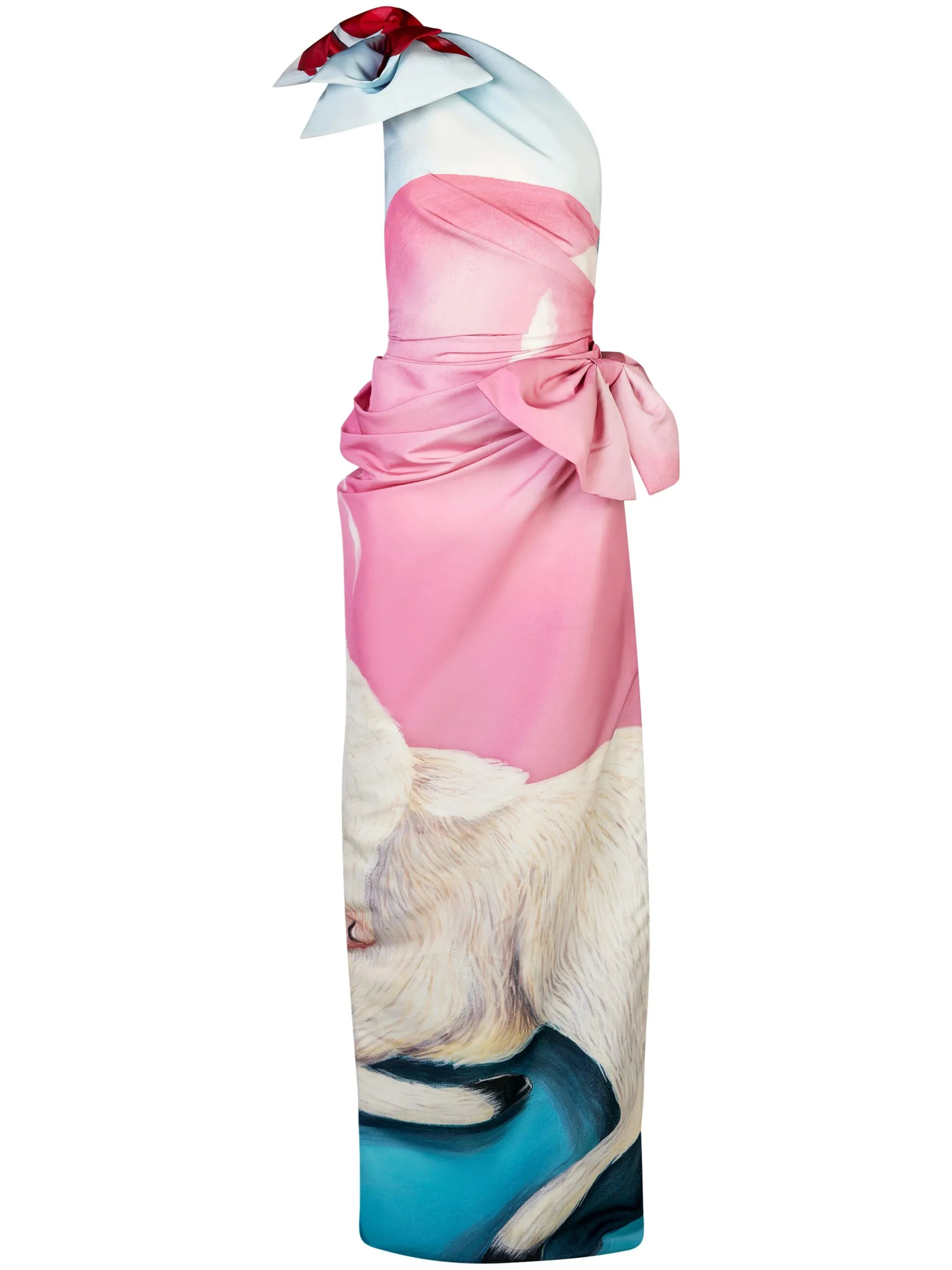 oversized-bow one-shoulder gown