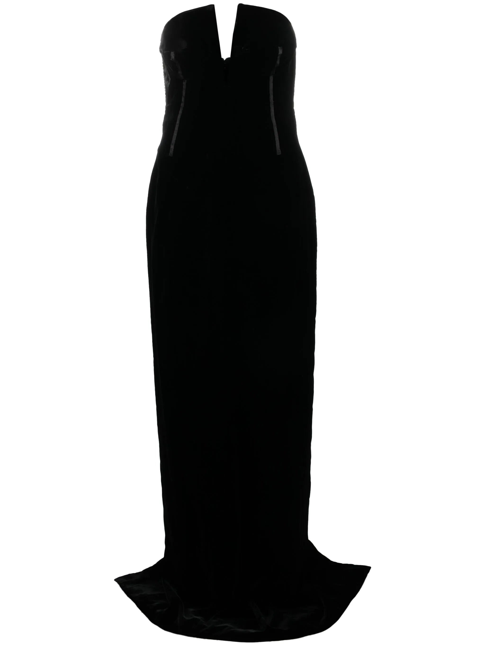 bustier strapless velvet gown