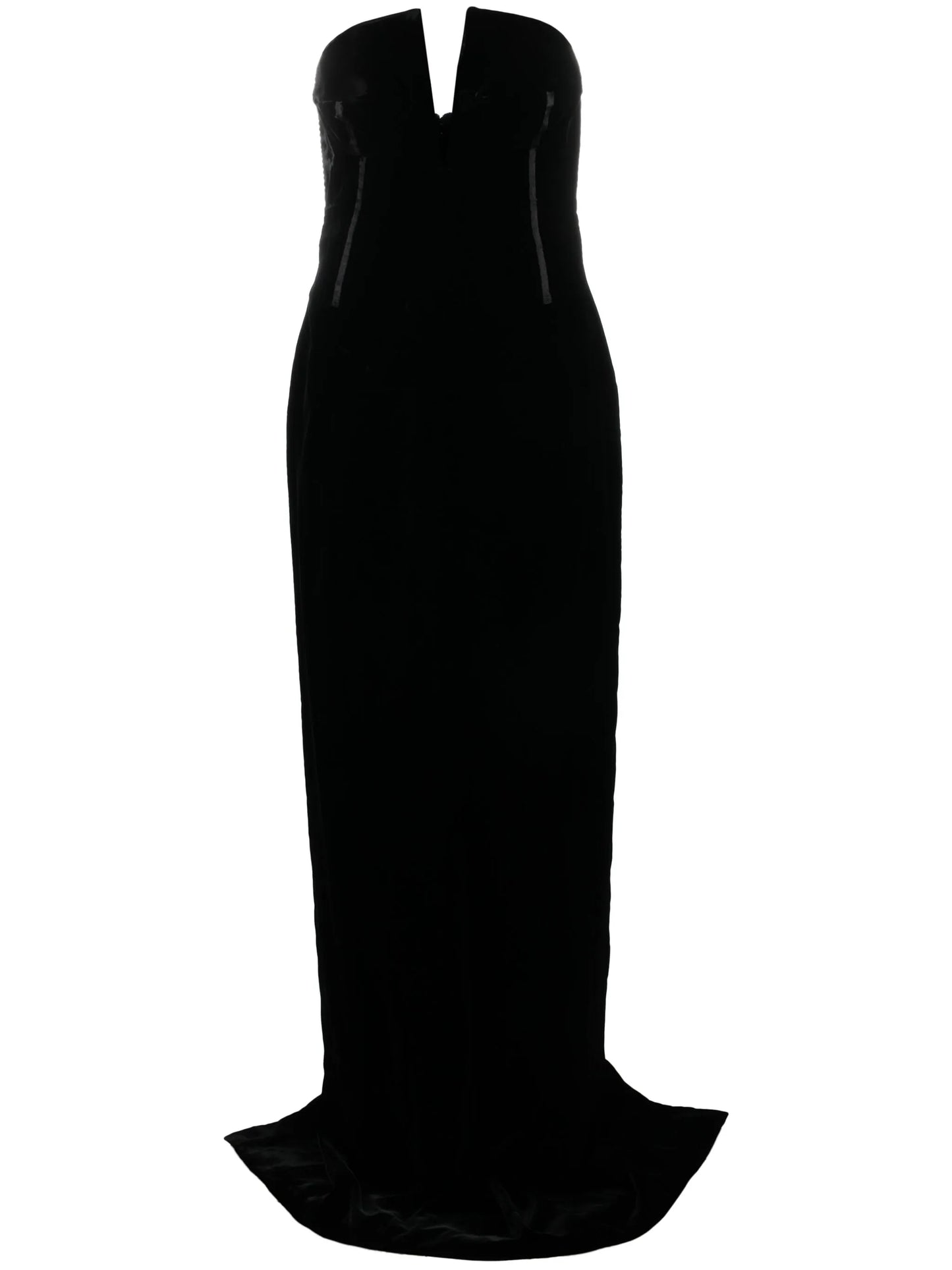 bustier strapless velvet gown