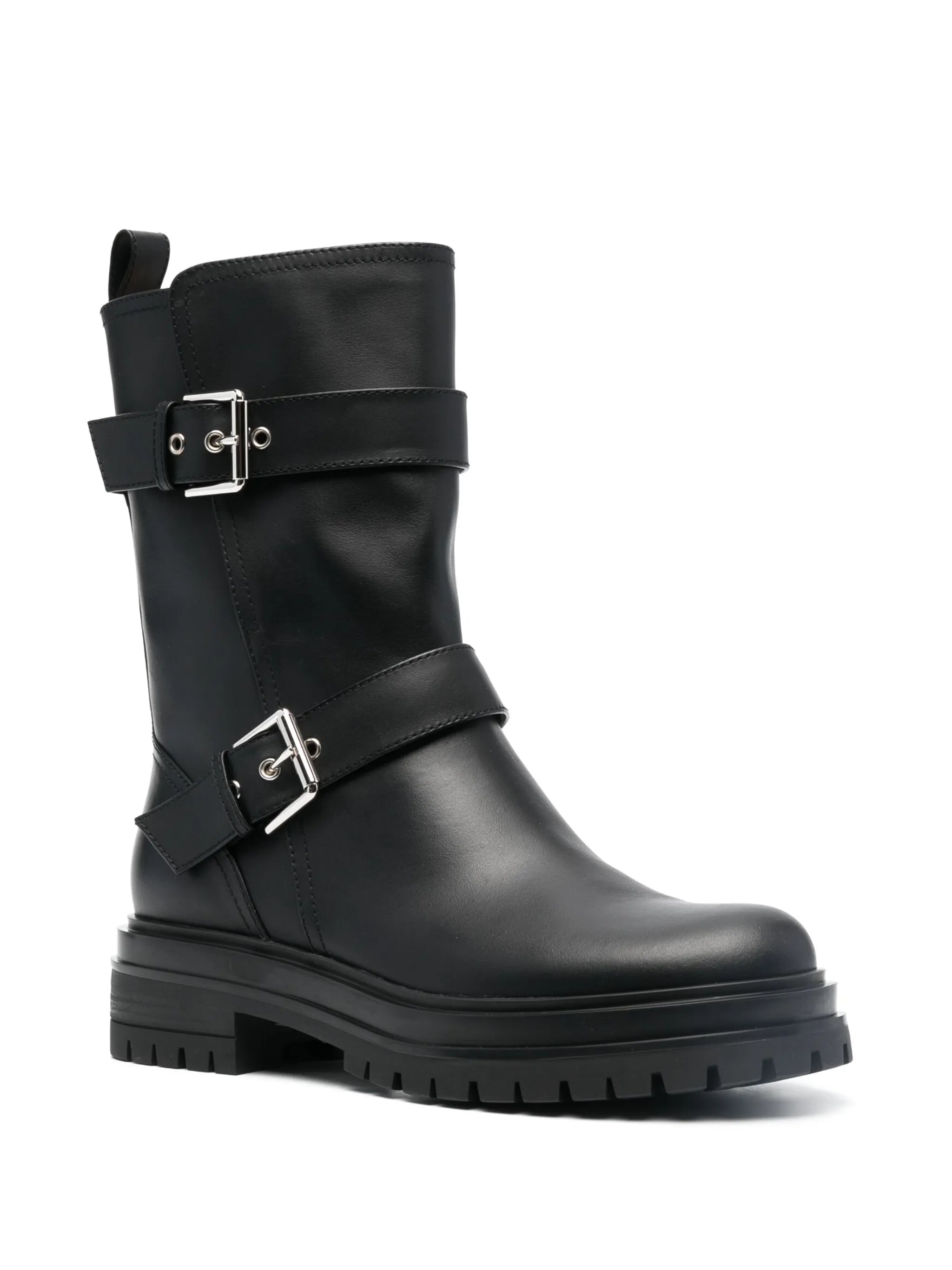 Amphibian buckled biker boots