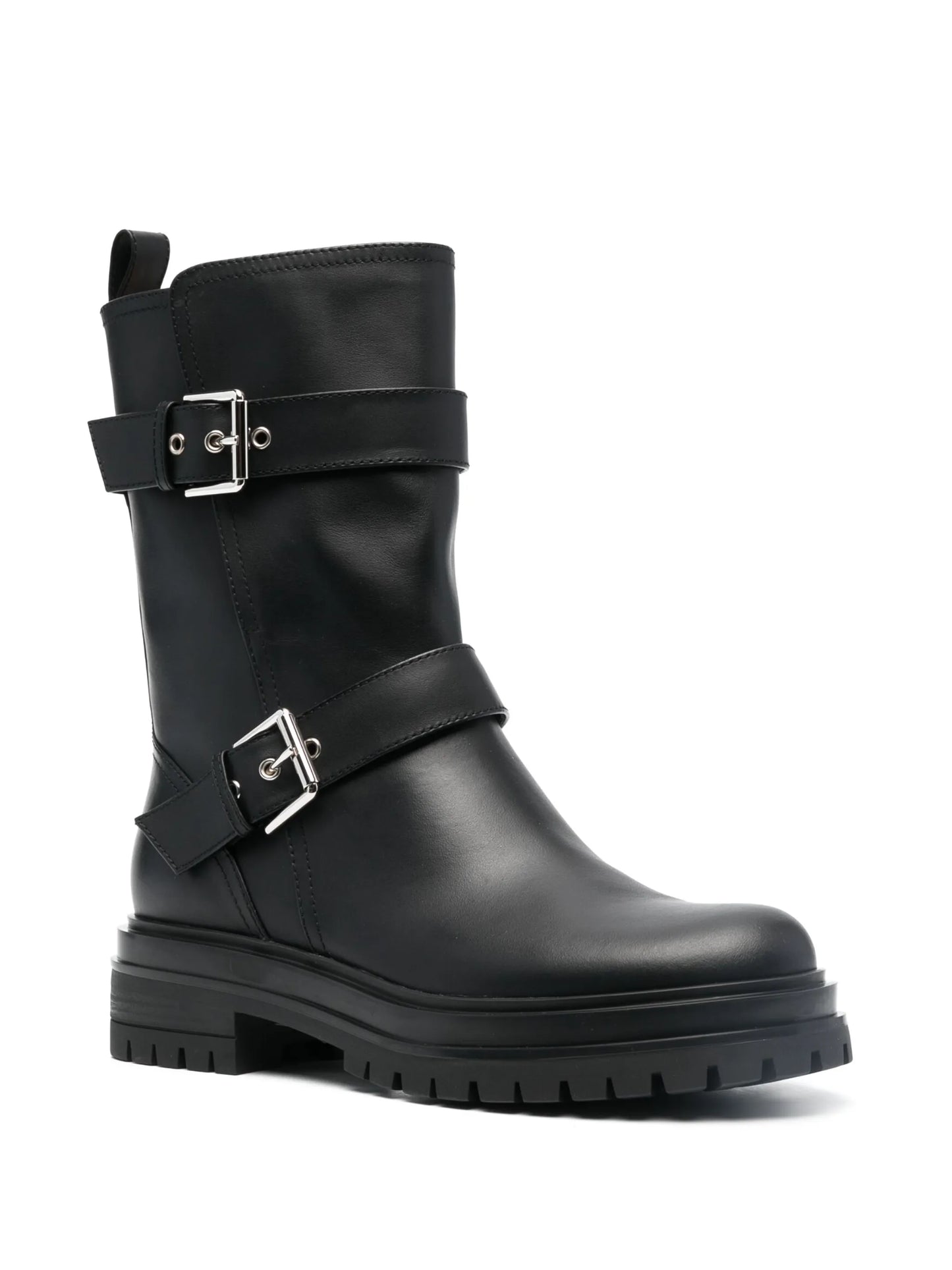 Amphibian buckled biker boots