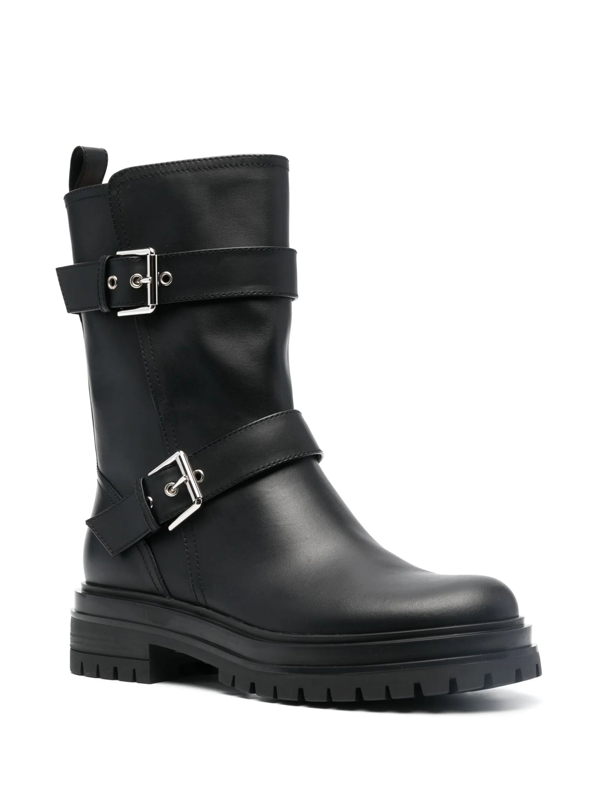 Amphibian buckled biker boots