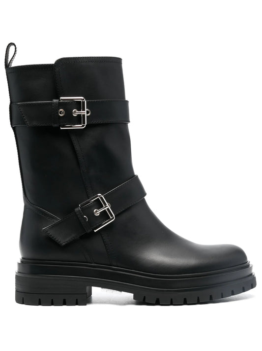 Amphibian buckled biker boots