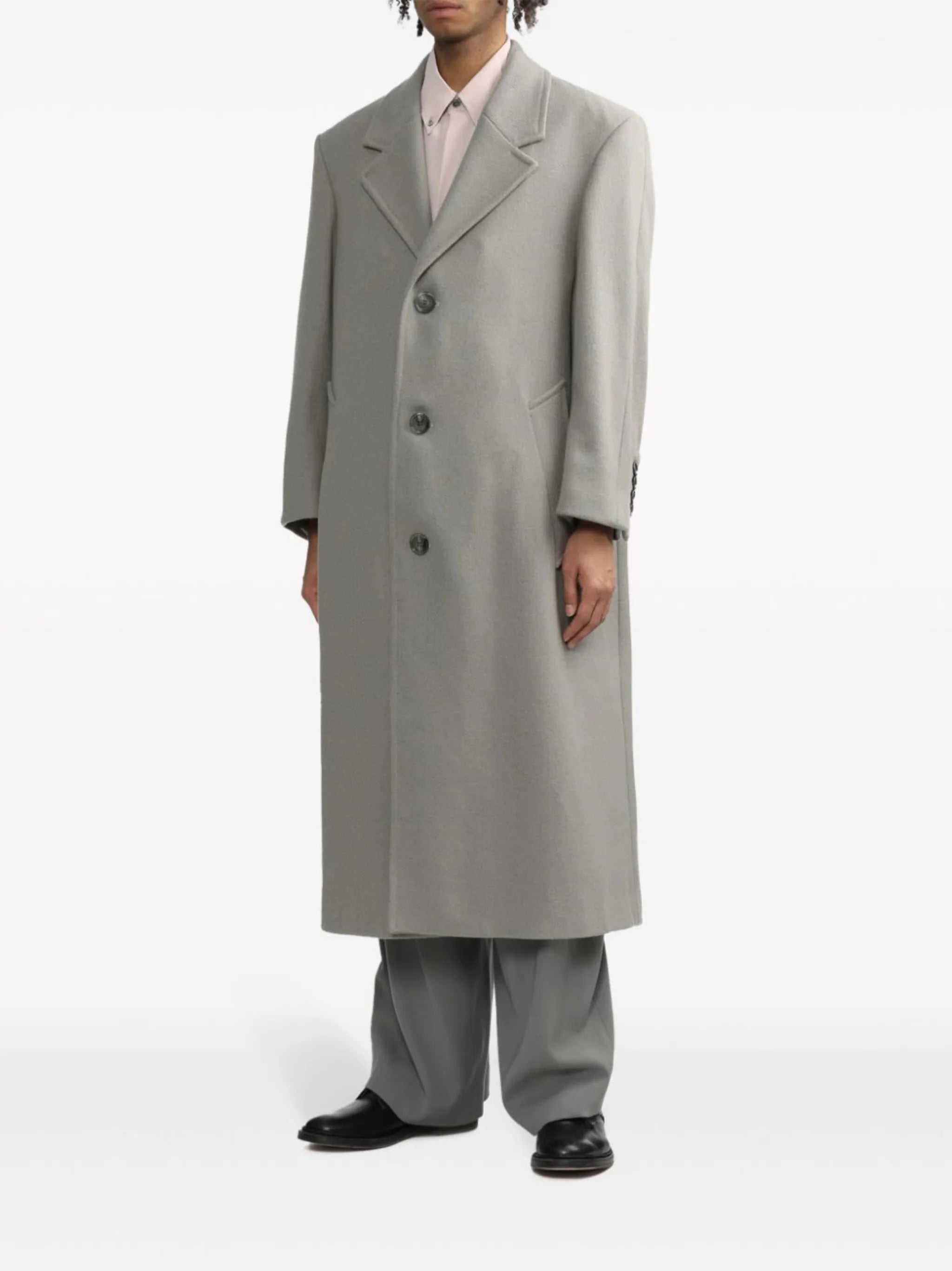 single-breasted virgin wool-blend coat