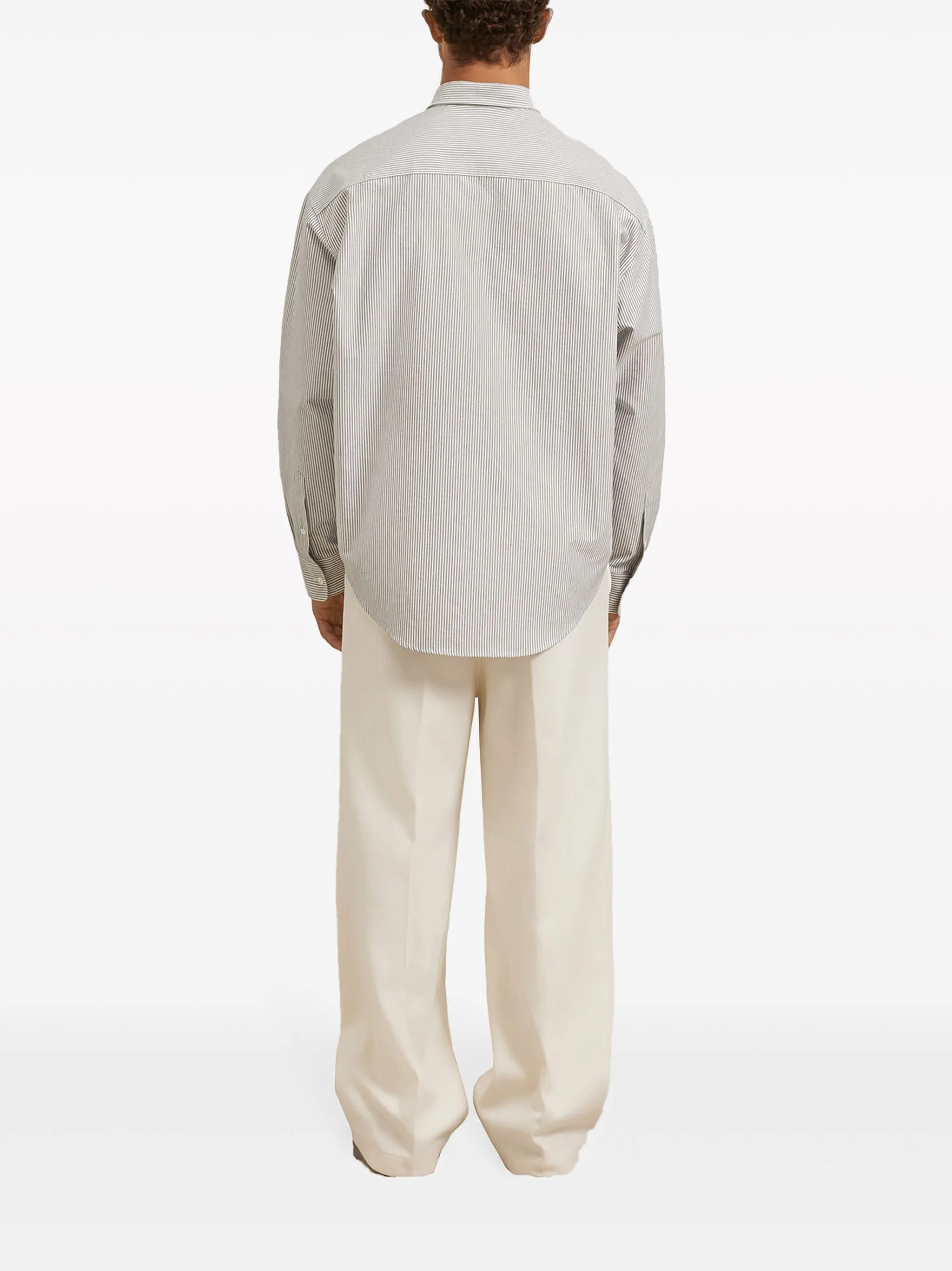 logo-embroidered striped cotton shirt