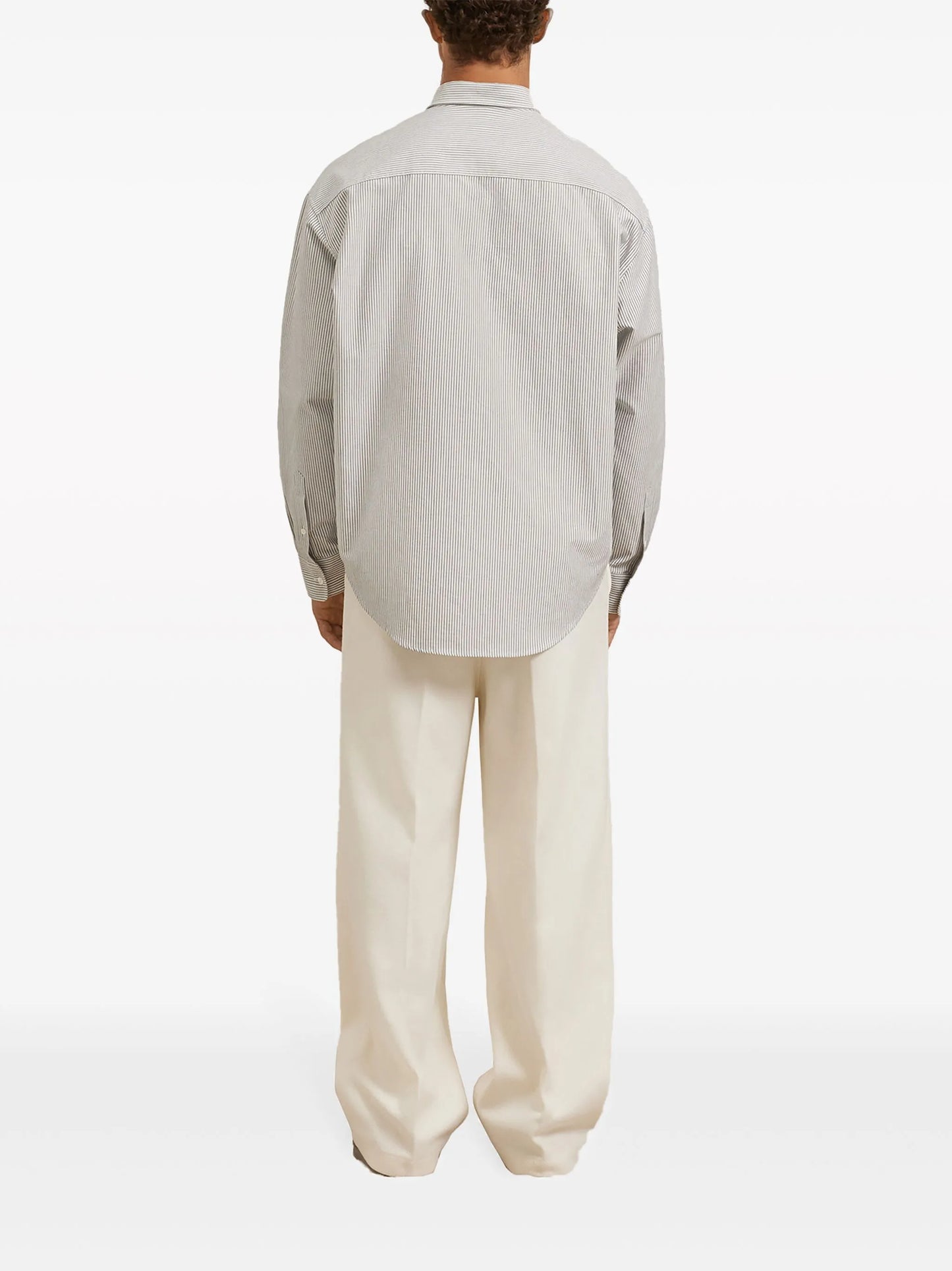 logo-embroidered striped cotton shirt