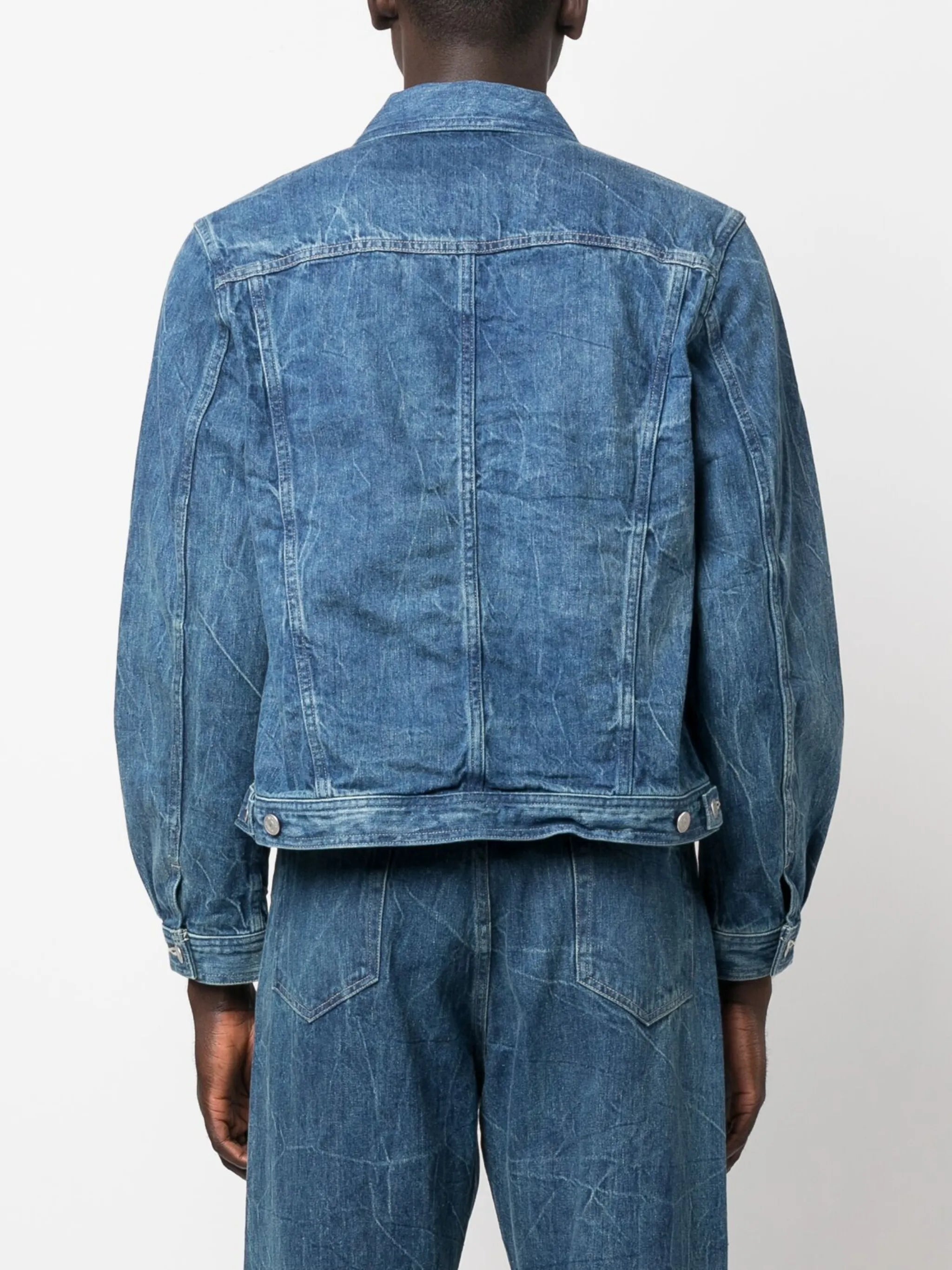 crinkled-effect denim jacket