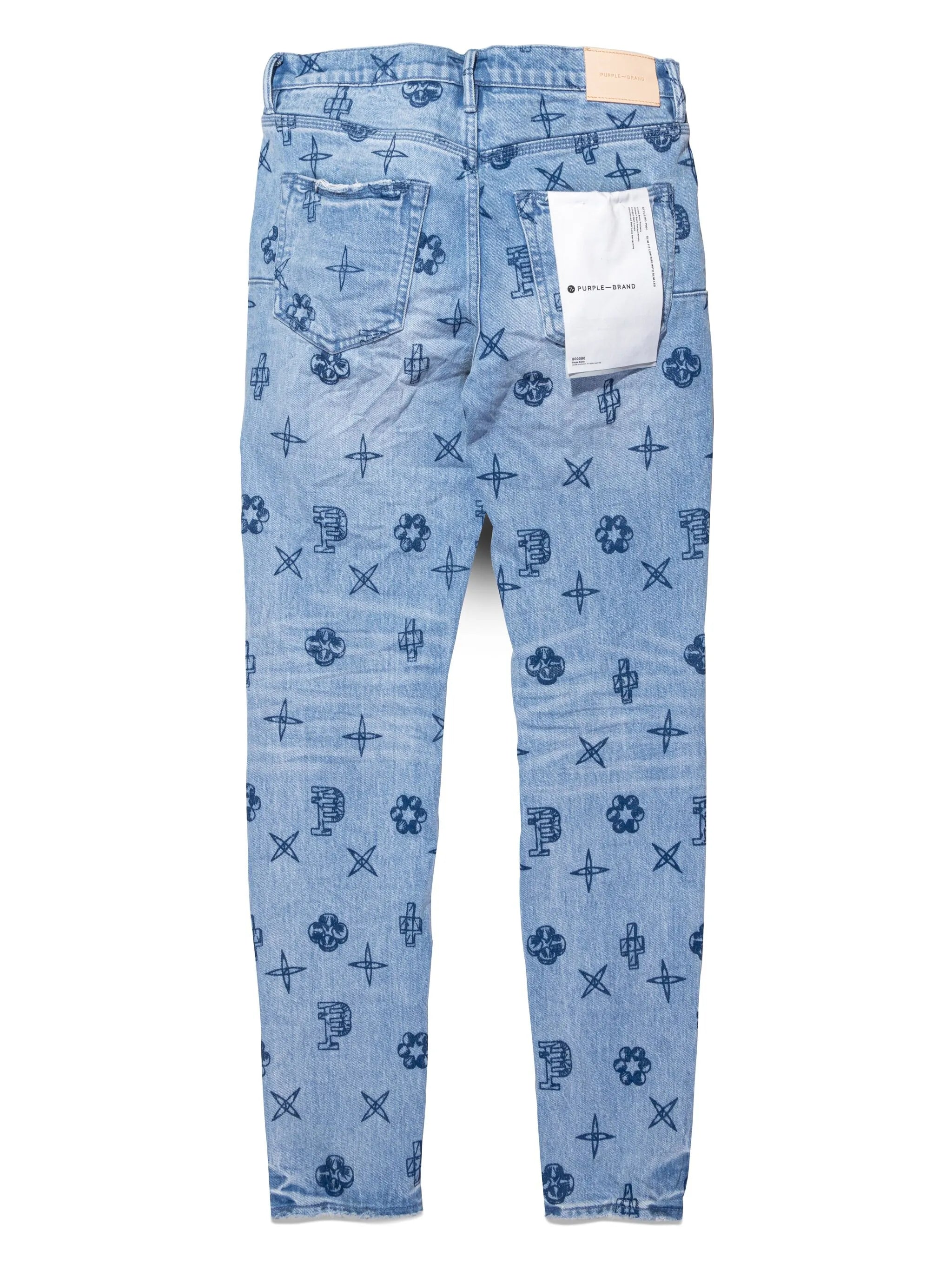 monogram-print straight-leg jeans