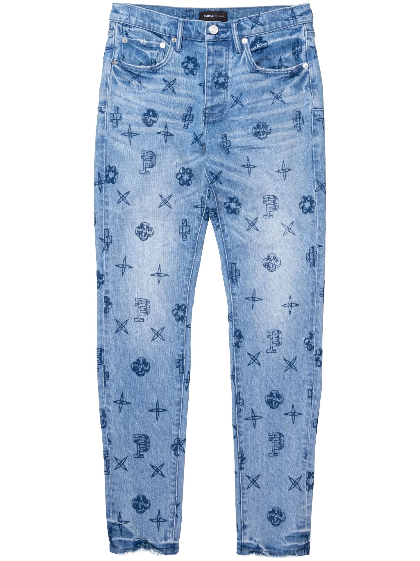 monogram-print straight-leg jeans