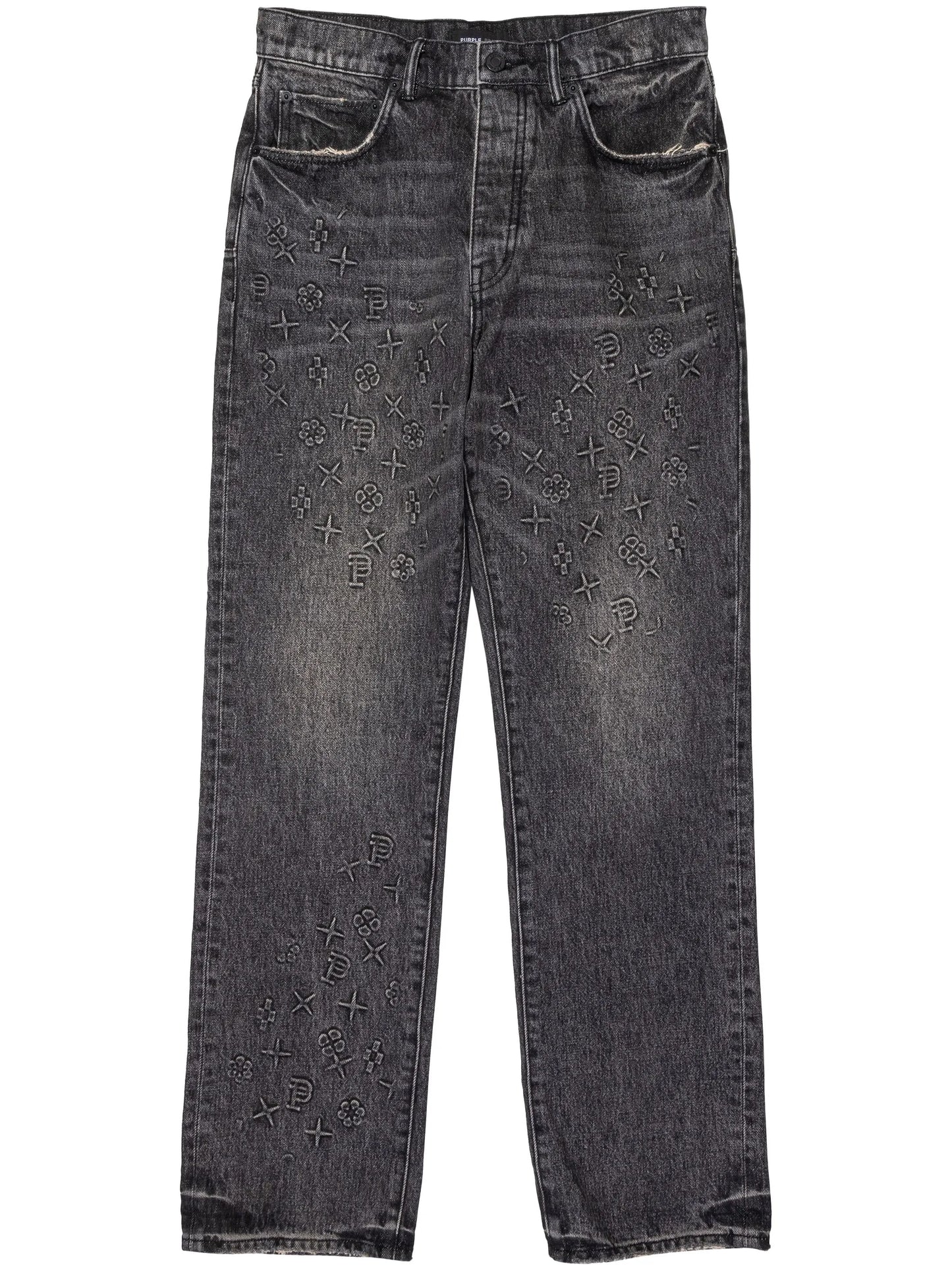 monogram-embossed jeans