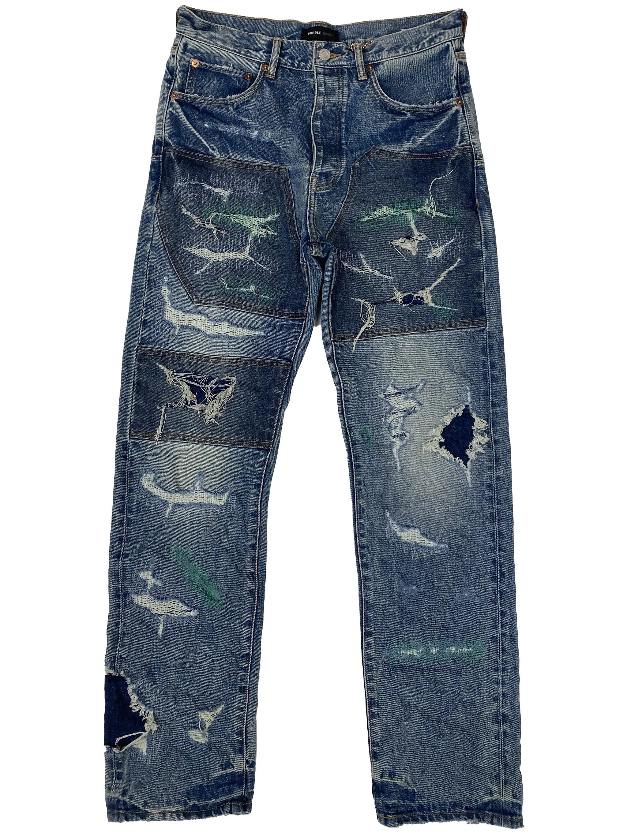 ripped patchwork jeans