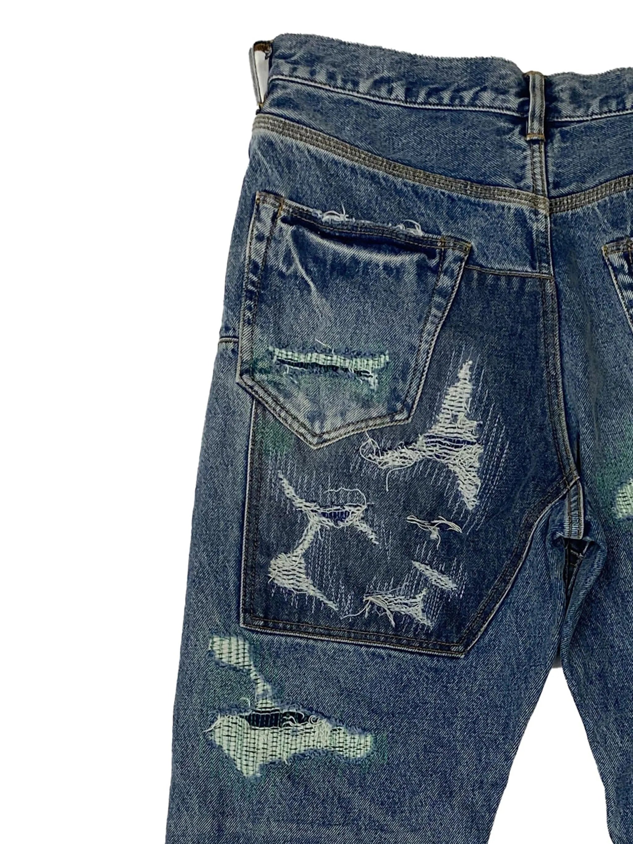 ripped patchwork jeans