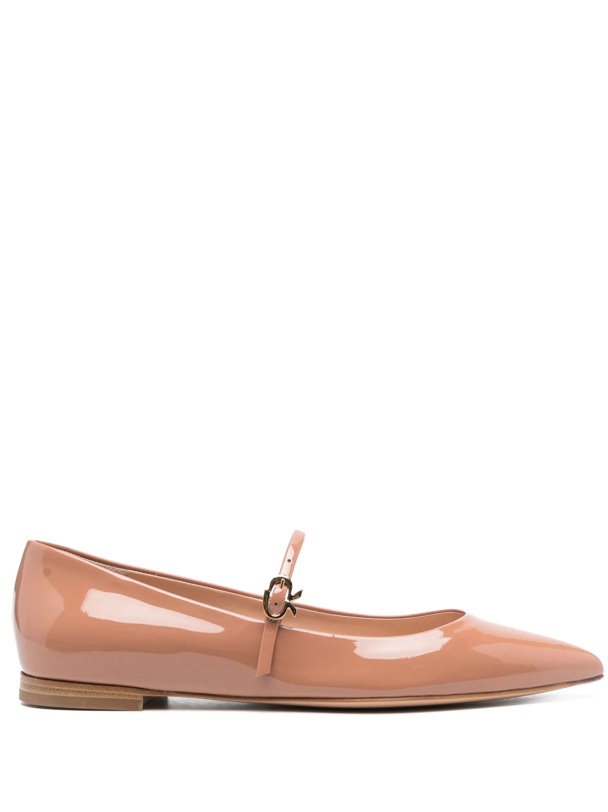 pointed-toe buckle-strap ballerina shoes