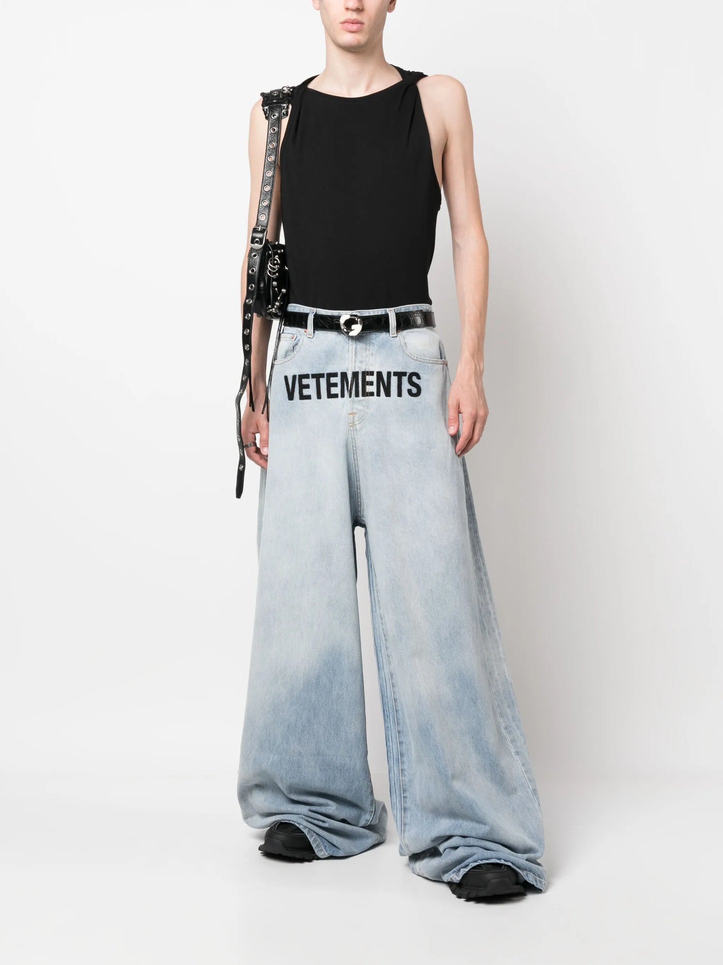 logo-print baggy jeans