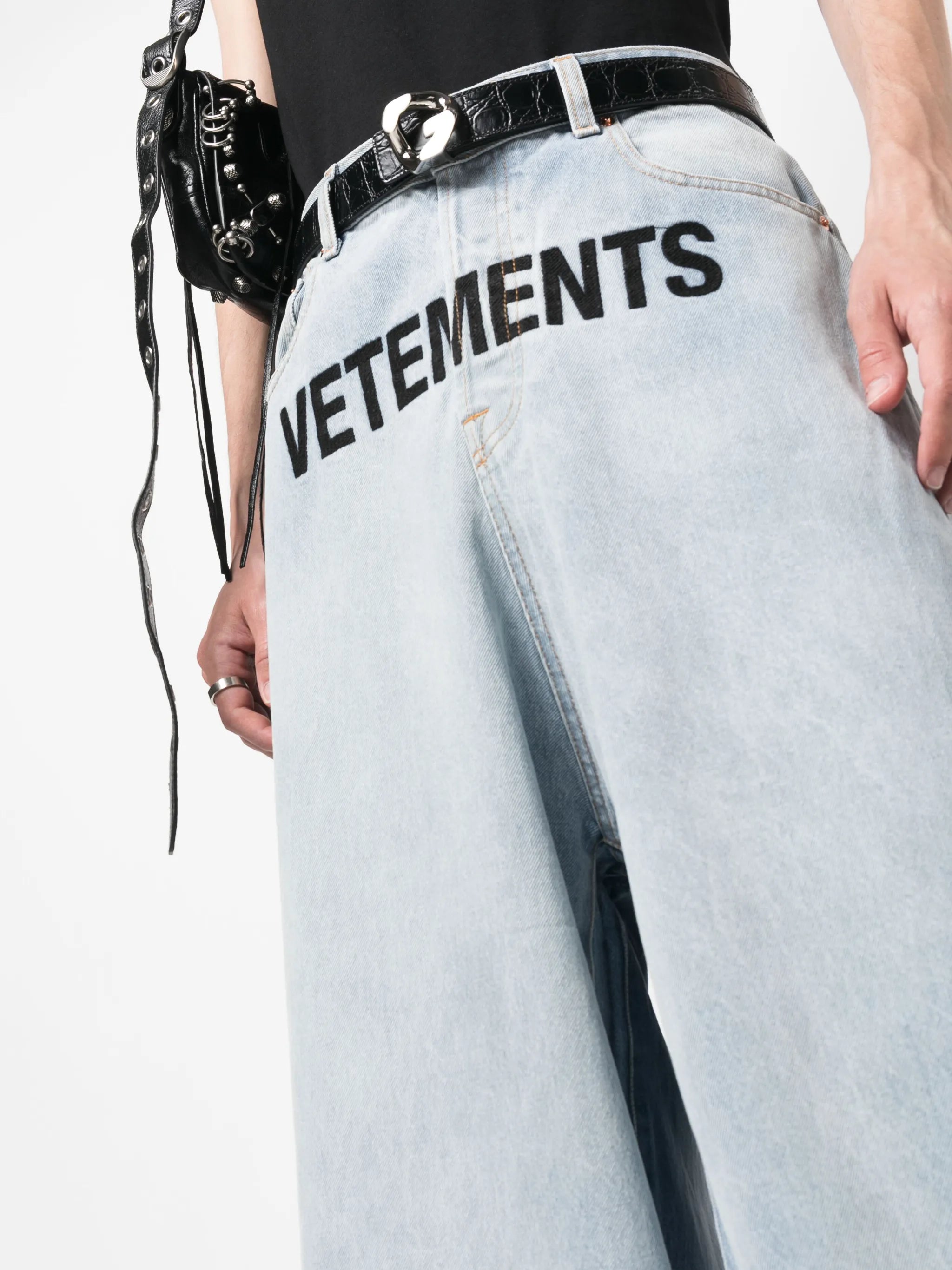 logo-print baggy jeans
