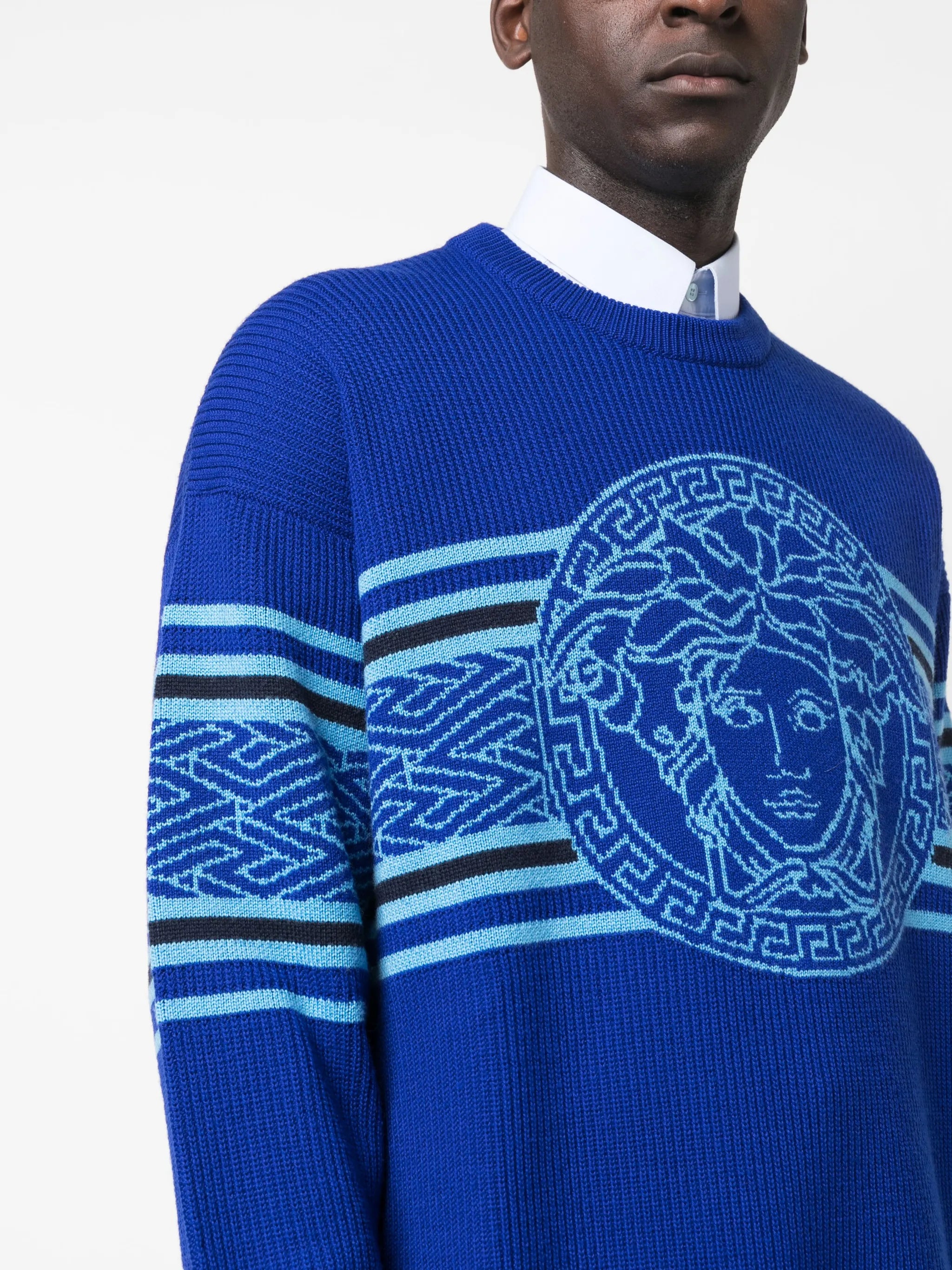 Medusa striped jacquard jumper
