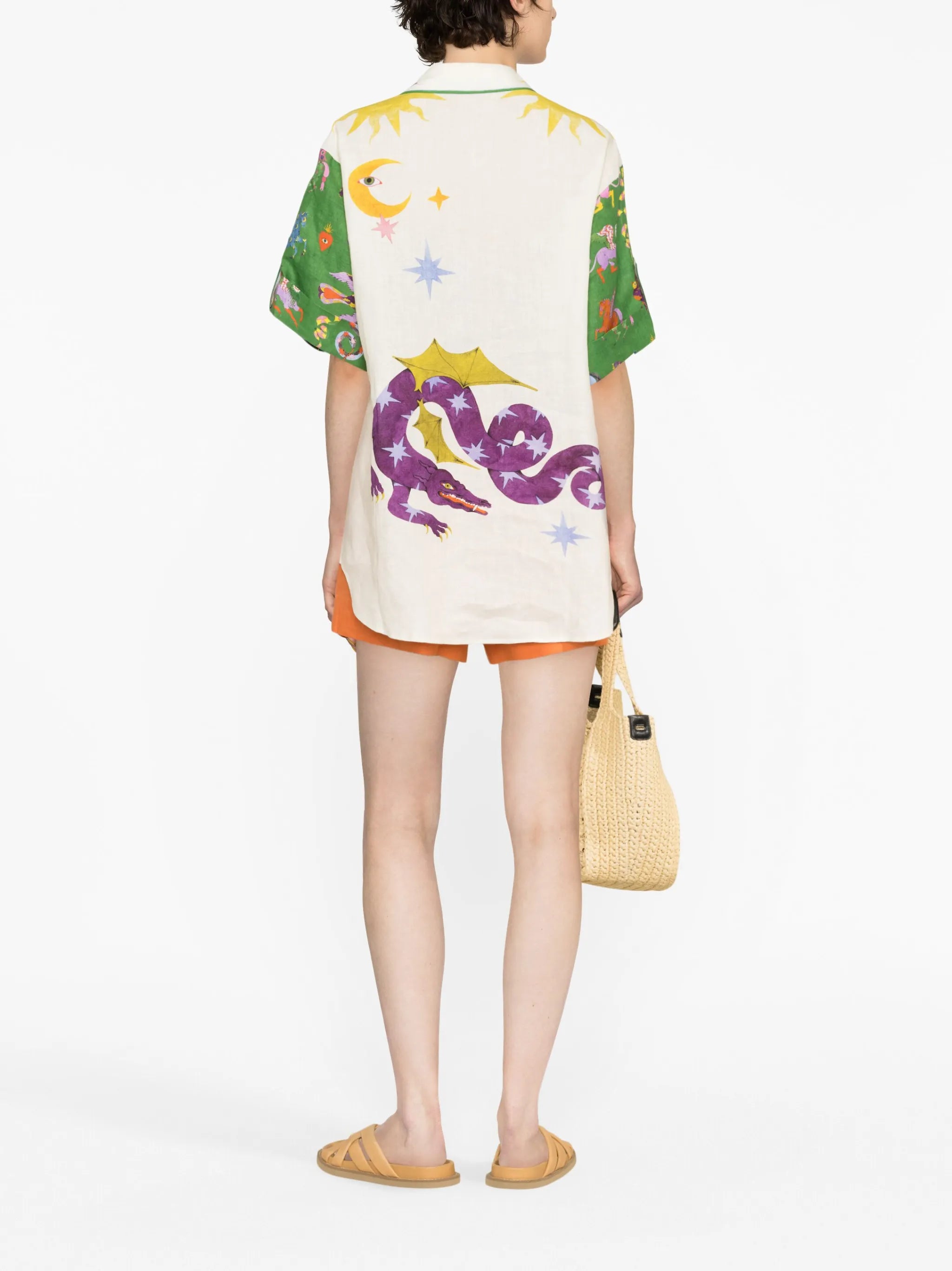 Seeker graphic-print linen shirt
