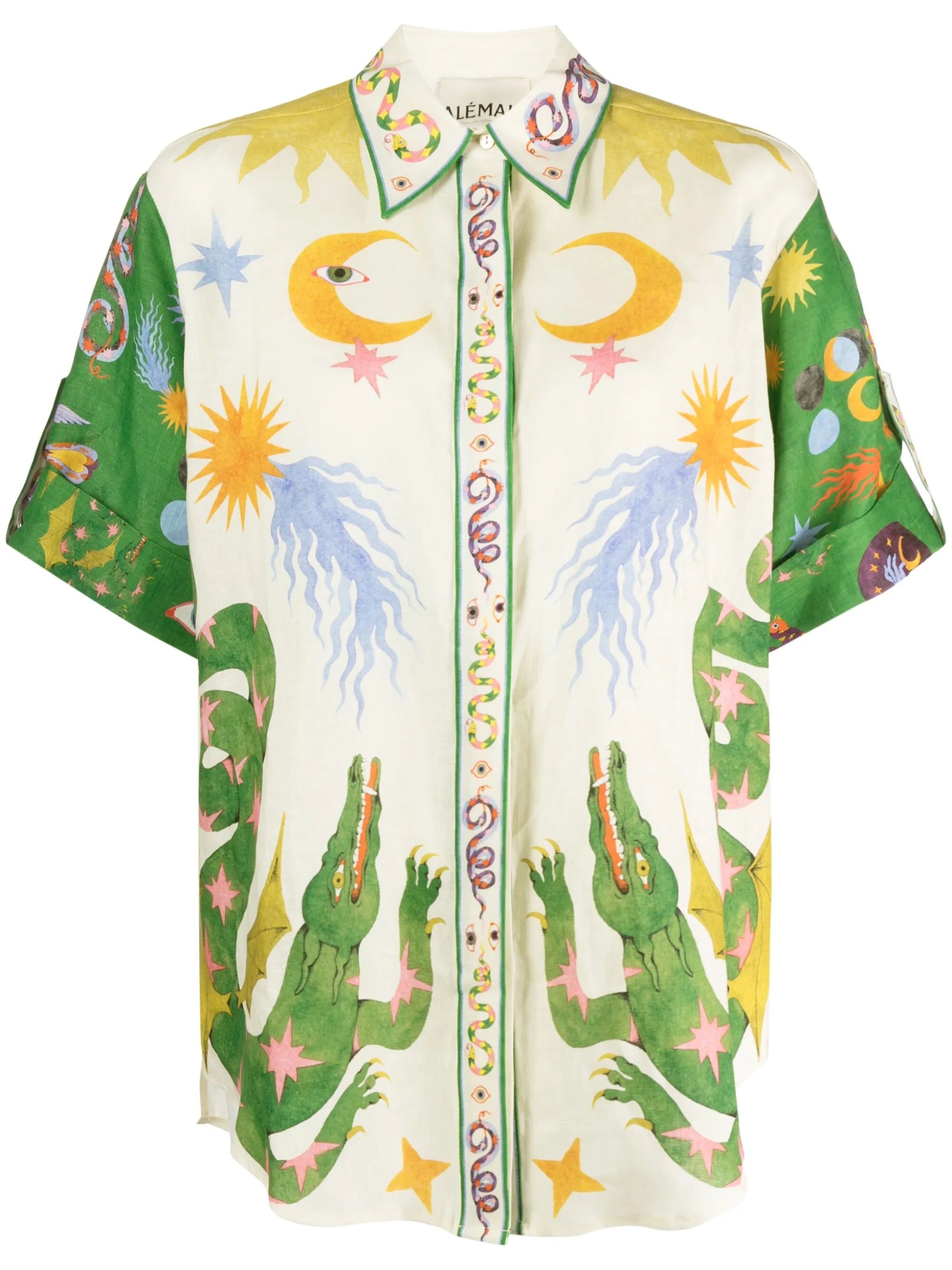Seeker graphic-print linen shirt