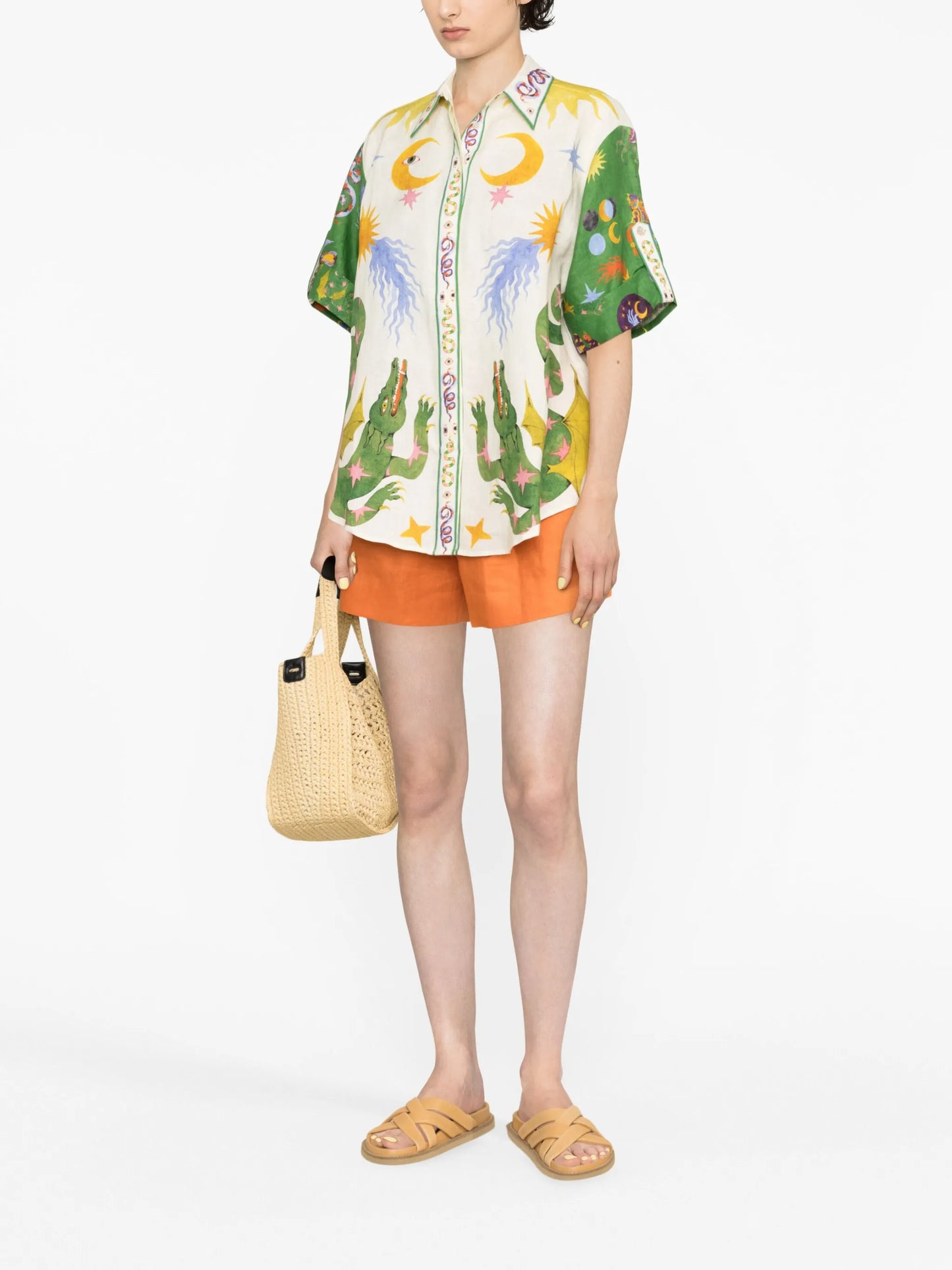 Seeker graphic-print linen shirt