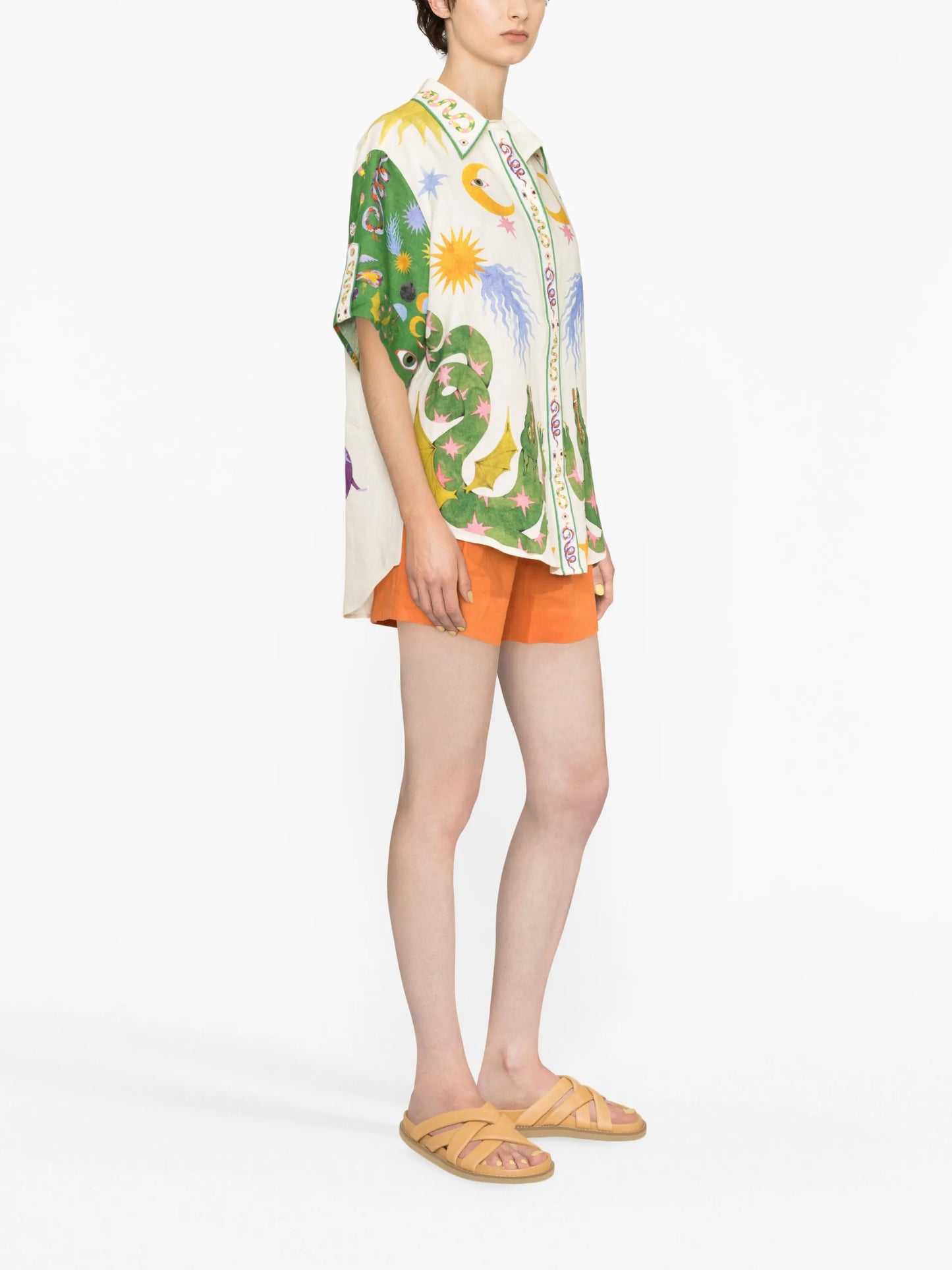 Seeker graphic-print linen shirt